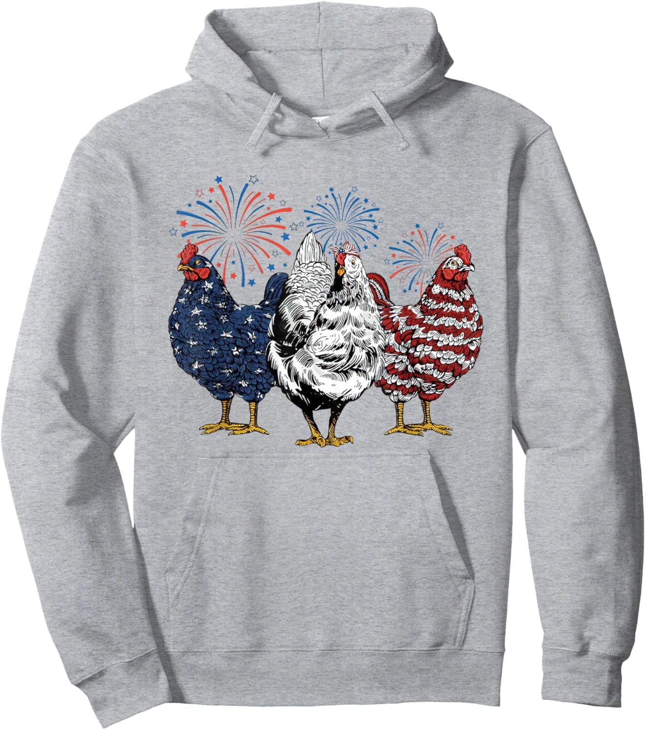 Patriotic USA Chicken Retro American 4th Of July Men Women Hoodie - Hoodie | Ash