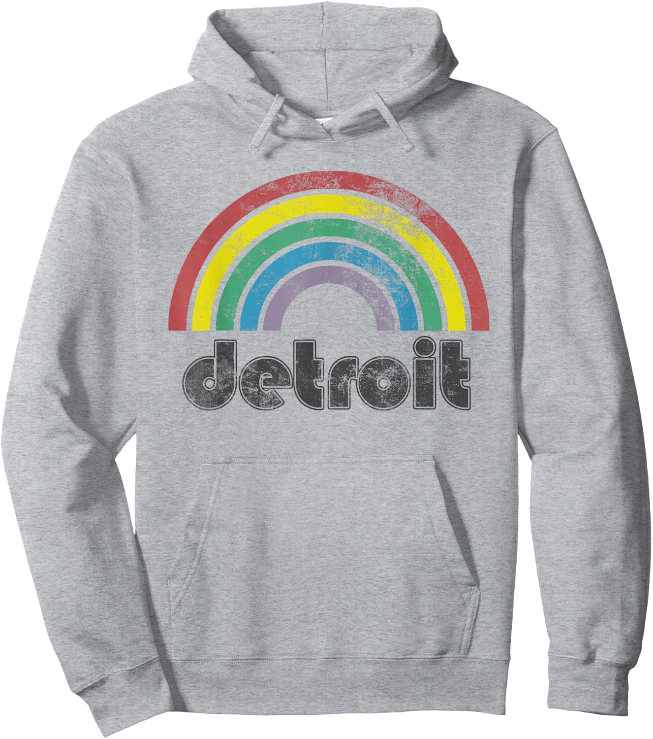 Detroit Rainbow 70's 80's Style Retro Men Women Hoodie - Hoodie | Ash