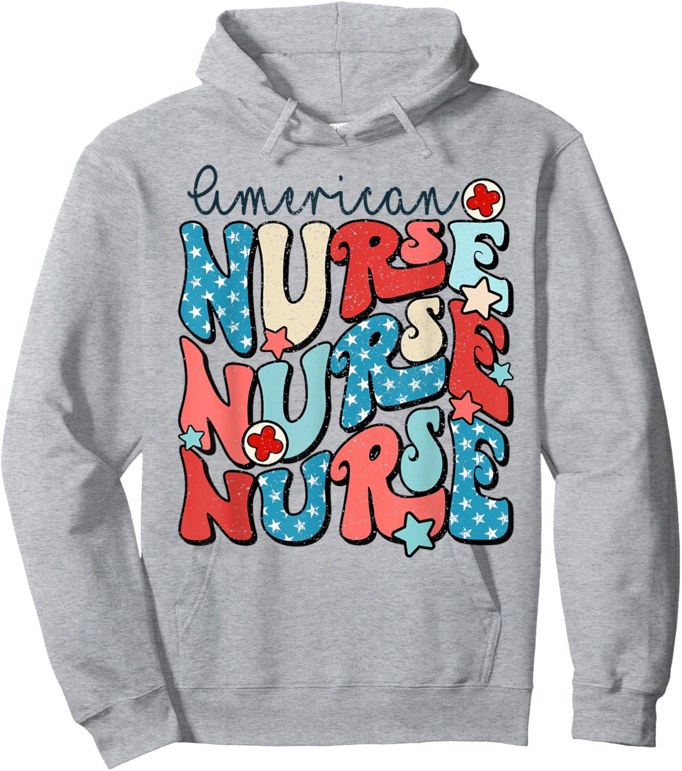 American Nurse 4th Of July Patriotic Nurse Memorial Day Hoodie - Hoodie | Ash