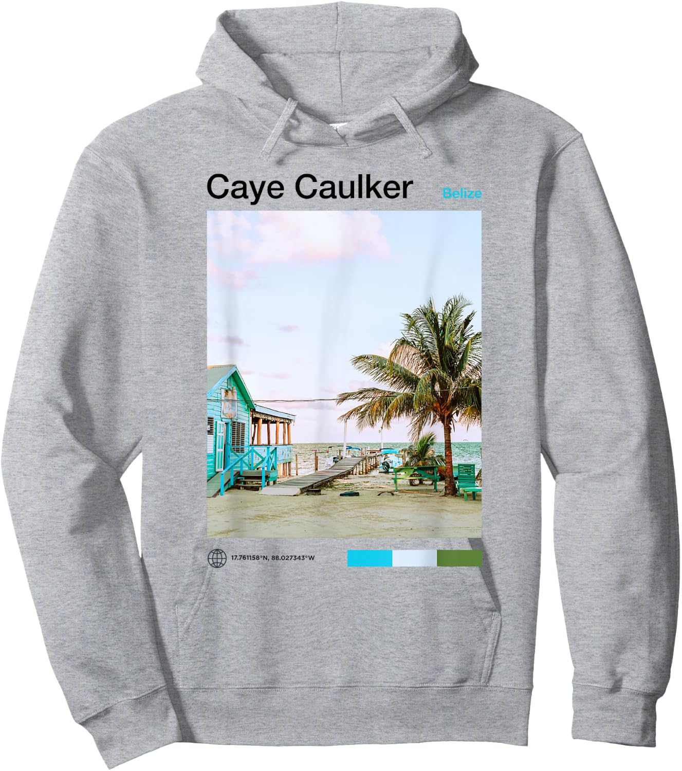 Caye Caulker Travel Art - Belize Souvenir - Belizean Hoodie - Hoodie | Ash