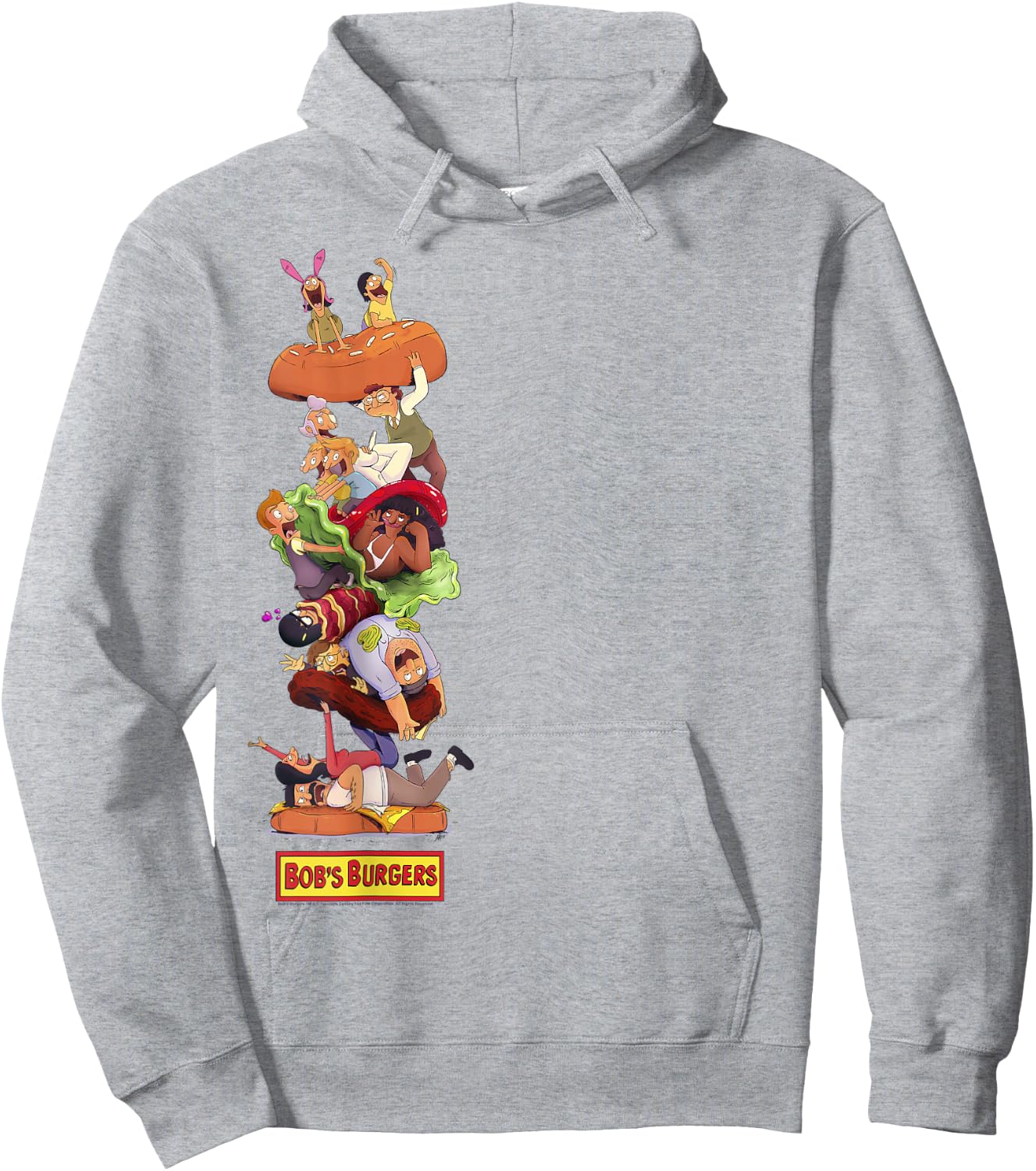 Bob's Burgers Group Shot Burger Stack Hoodie - Hoodie | Ash