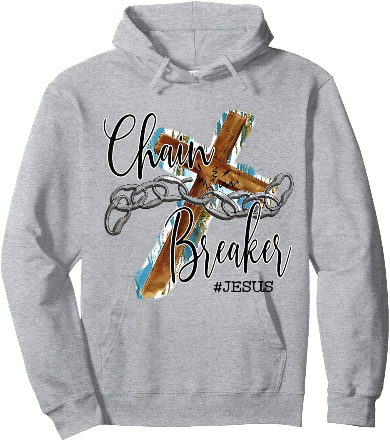 Jesus The Chain Breaker Christian Faith Saying Cross Hoodie - Hoodie | Ash