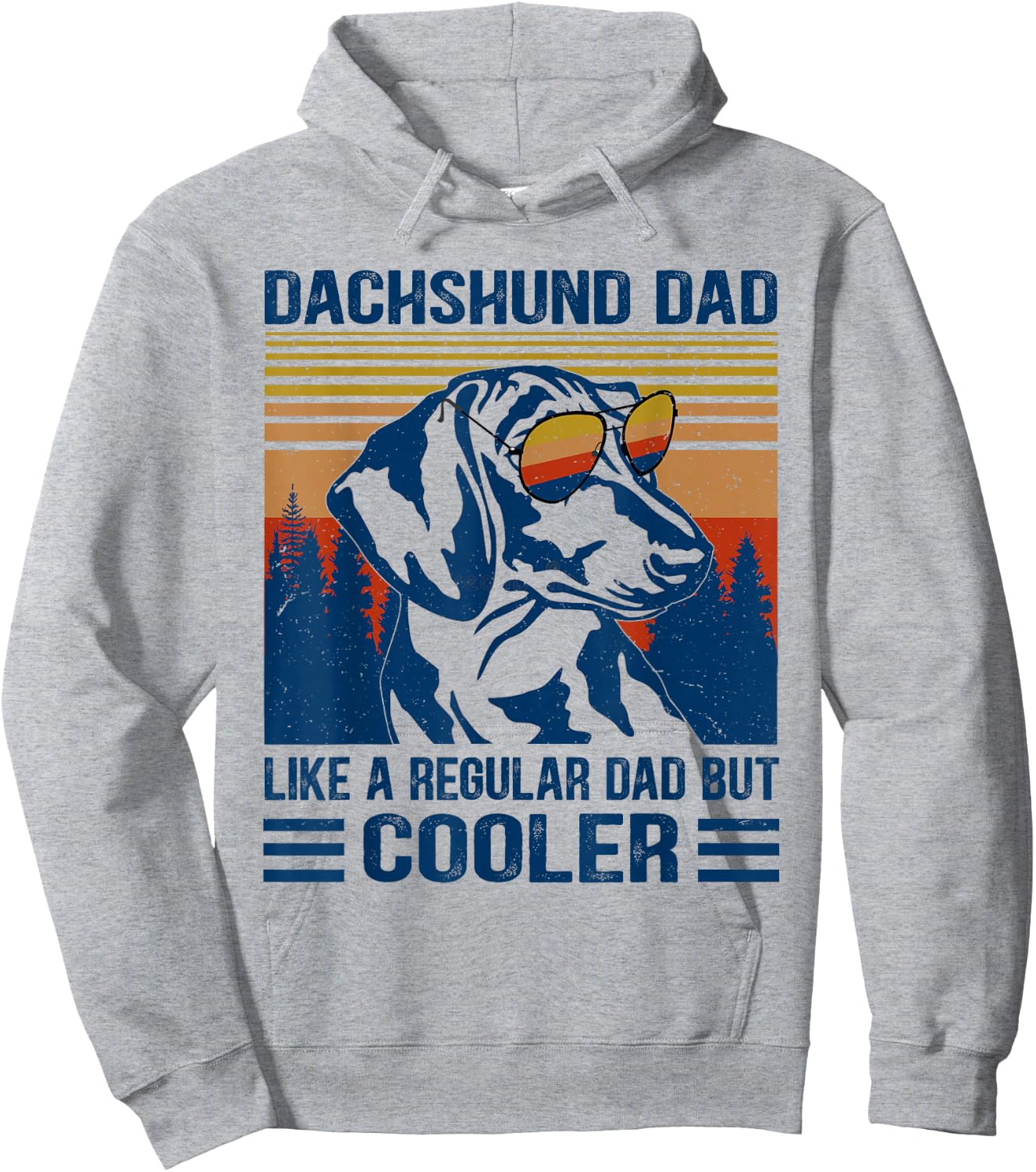 Vintage Dachshund Dad Like A Regular Dad But Cooler Funny Hoodie - Hoodie | Ash