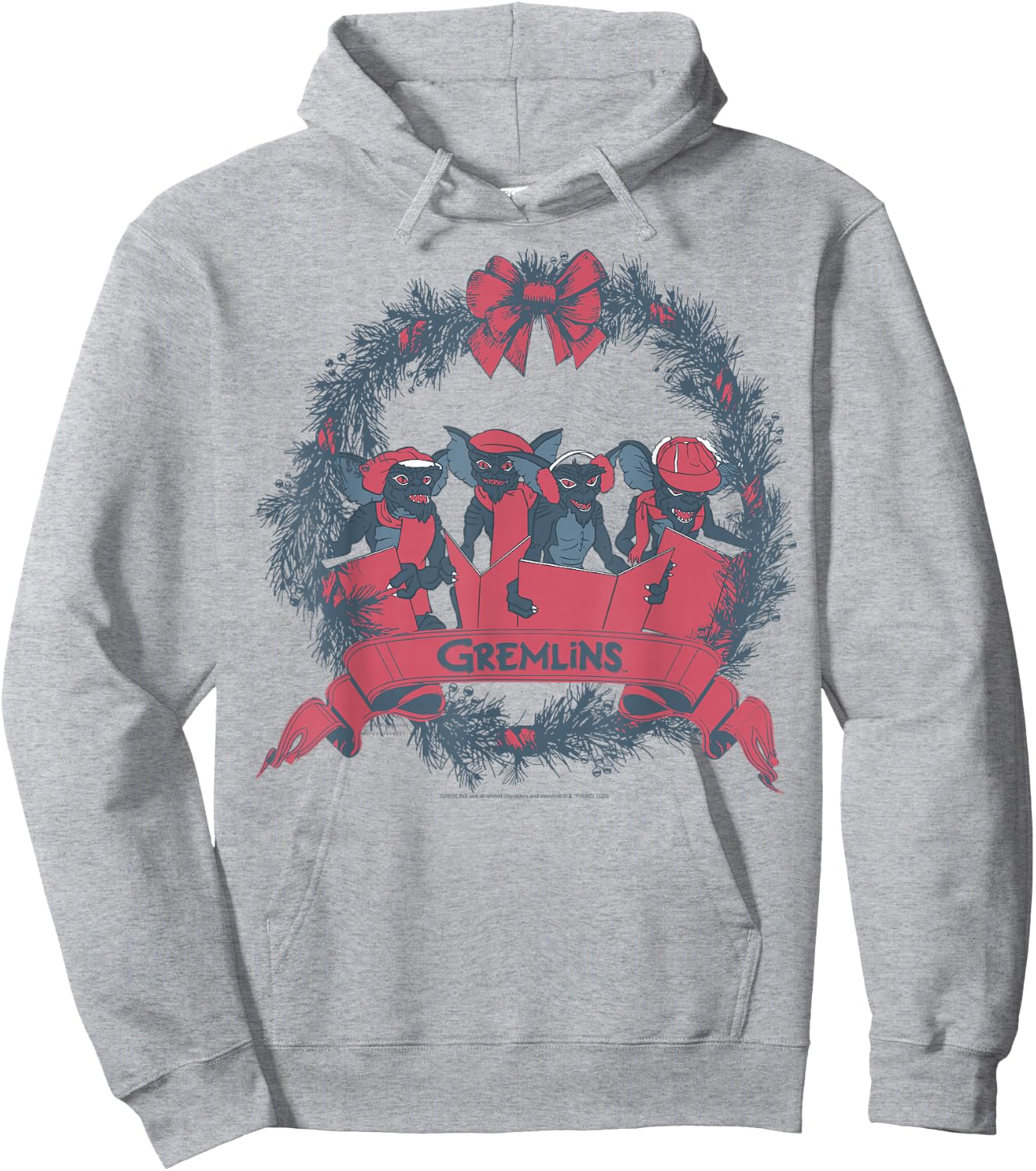 Gremlins Christmas Wreath Group Shot Hoodie - Hoodie | Ash