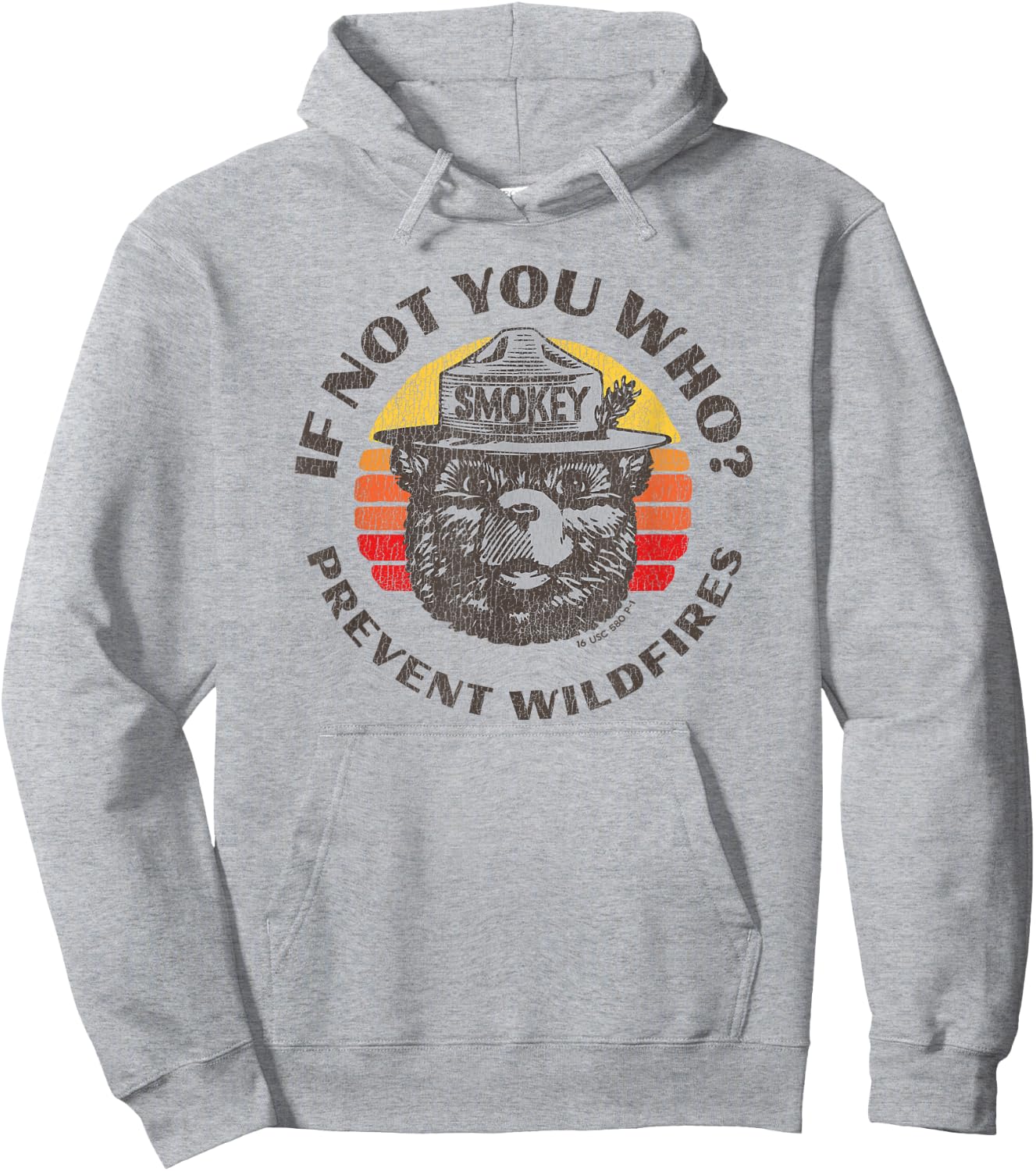 If Not You Who? Vintage Smokey Bear 80s Sunset Hoodie - Hoodie | Ash
