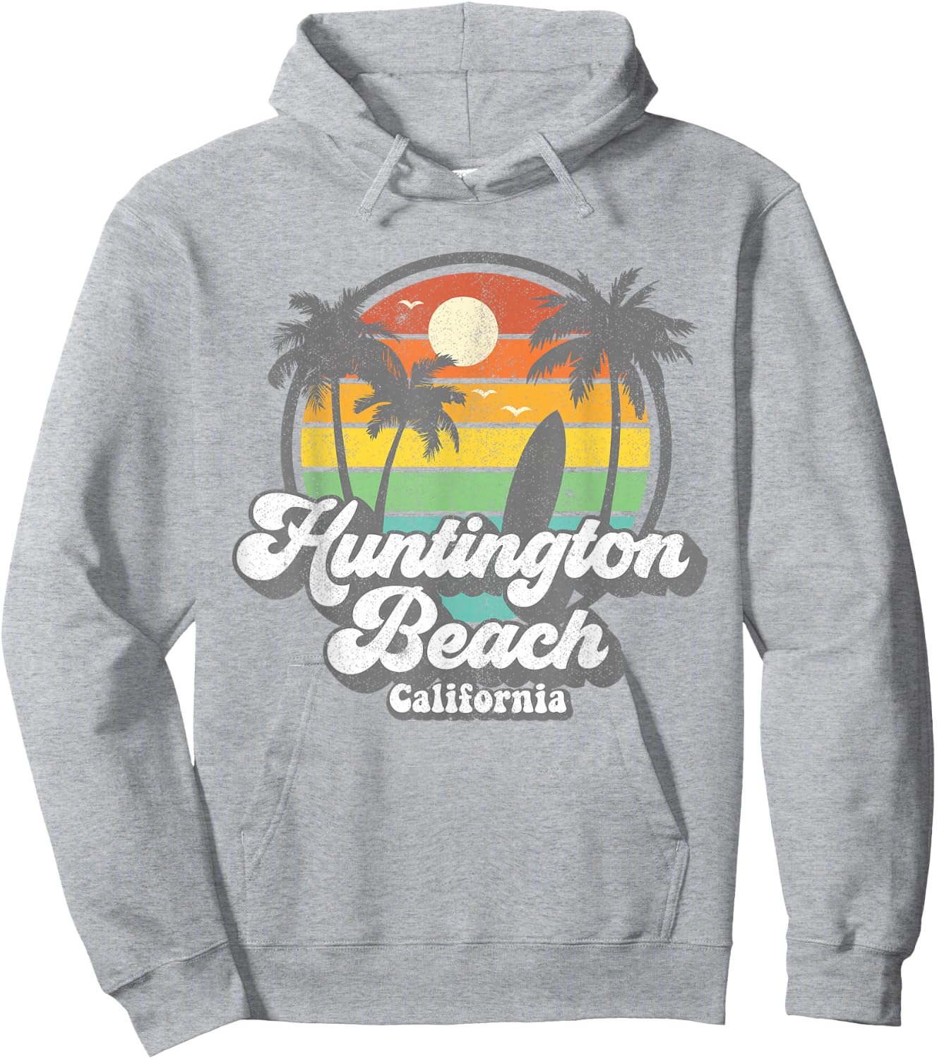 Vintage Huntington Beach California Surfing Retro Surf Gift Hoodie - Hoodie | Ash