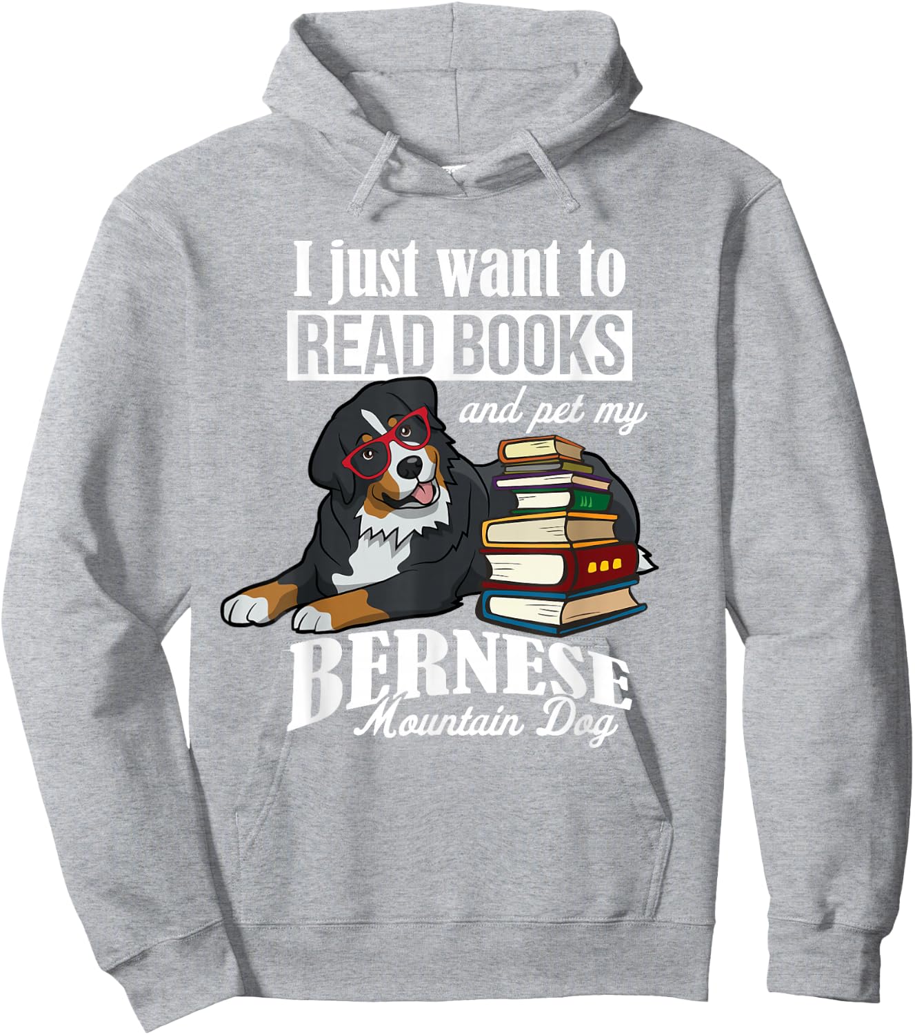 Retro Vintage Read Books Bernese Mountain Dog Lover Hoodie - Hoodie | Ash