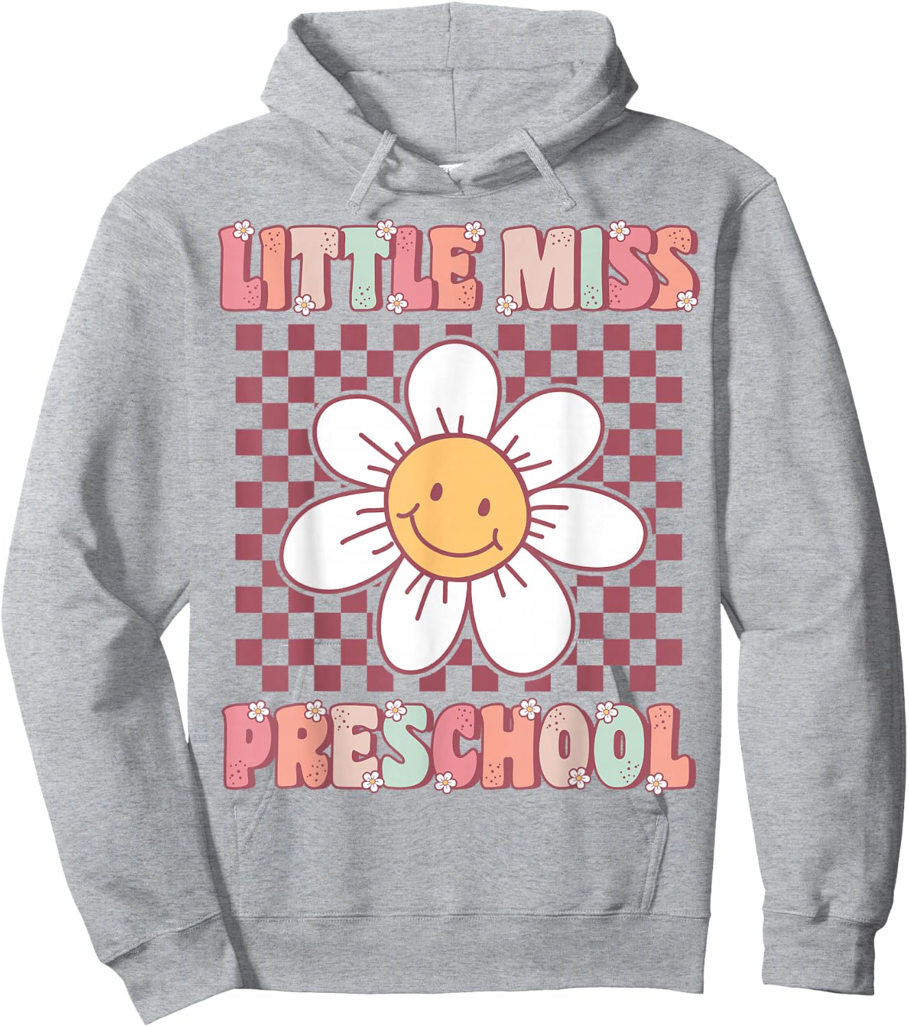 Little Miss Preschool Retro Cute Groovy First Day of Pre-K Hoodie - Hoodie | Ash