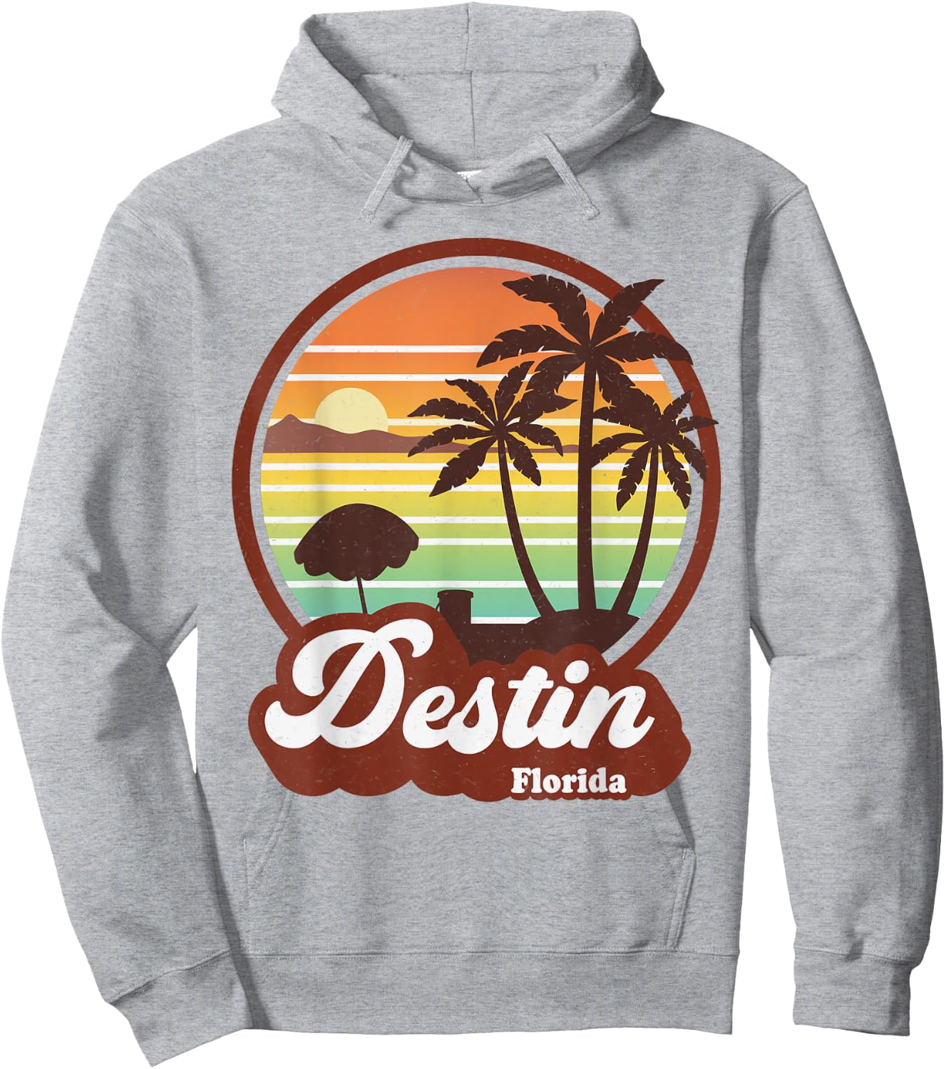 Vintage Destin Florida FL 80s Beach Souvenir Palm Tree Women Girls Kids Hoodie - Hoodie | Ash