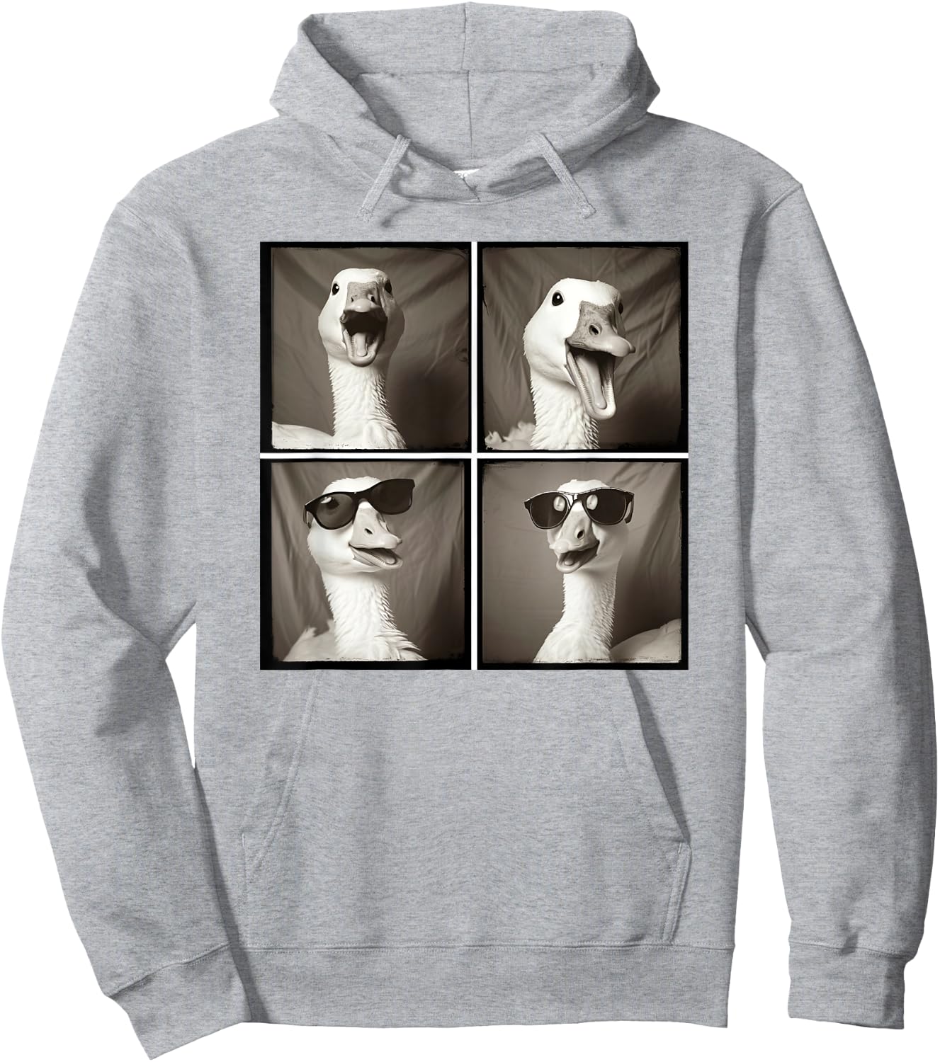 Cool Goose Farmyard Geese Funny Animal Wearing Sunglasses Hoodie - Hoodie | Ash