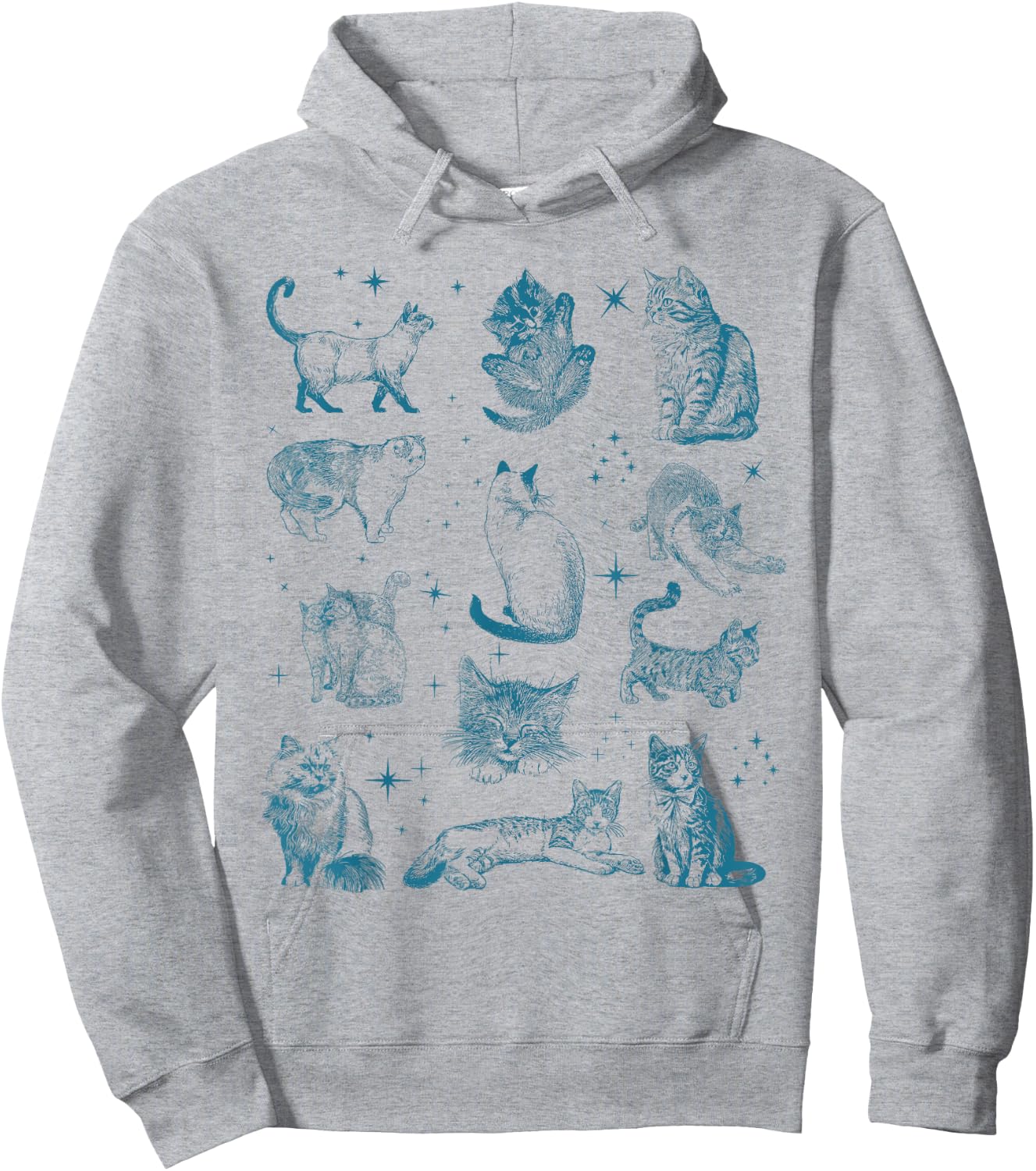 Vintage 90s Tattoo Cat Retro Kitten Nature Cat Lover Cat Mom , Small, White Hoodie - Hoodie | Ash