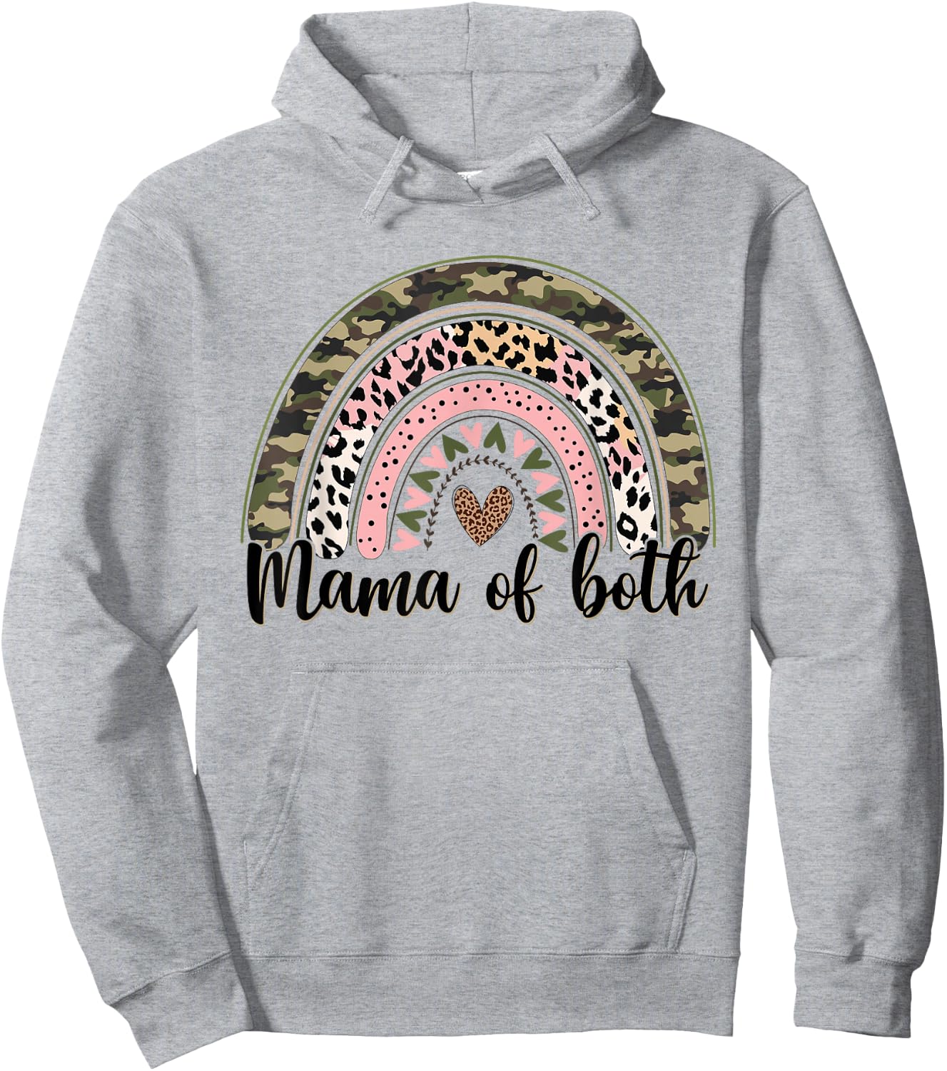 Glitter & Dirt Mom Mama of Both Leopard & Camo Mother's Day Hoodie - Hoodie | Ash