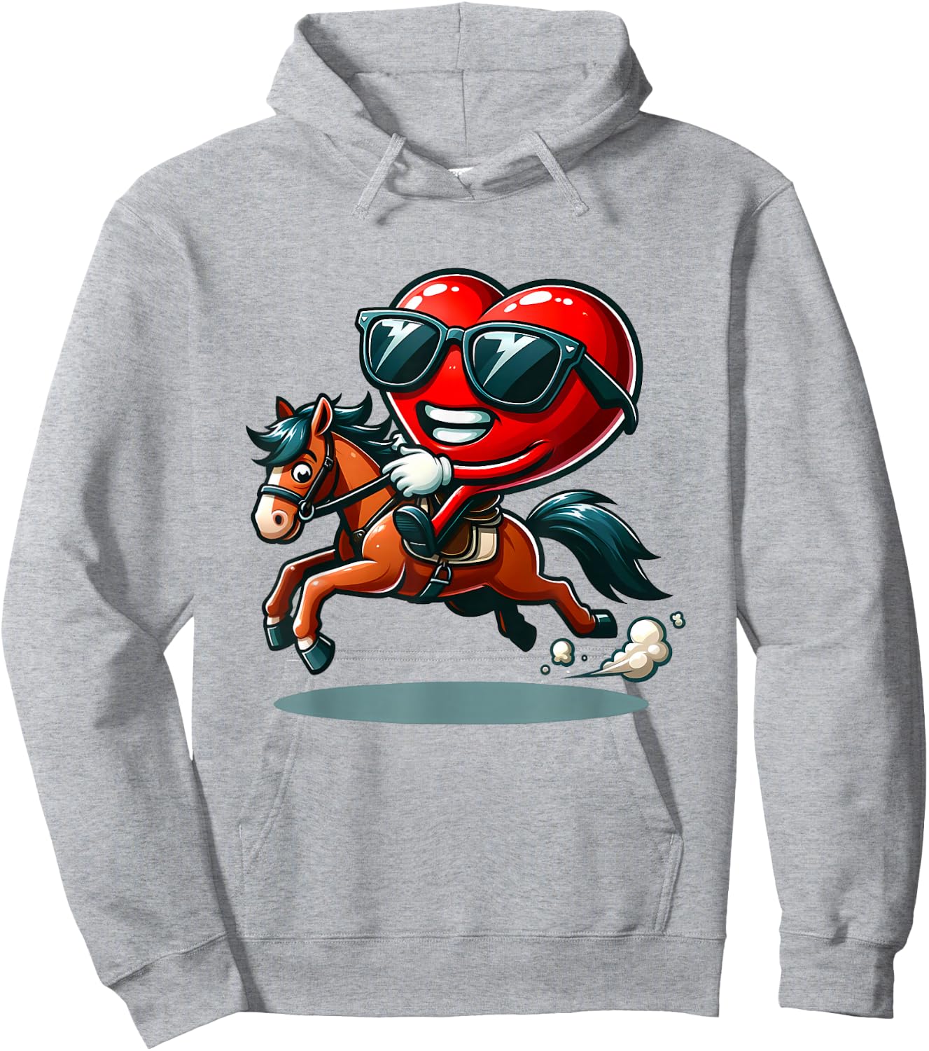 Funny Valentine Horse Riding Lover Horses Enthusiast Hearts Hoodie - Hoodie | Ash