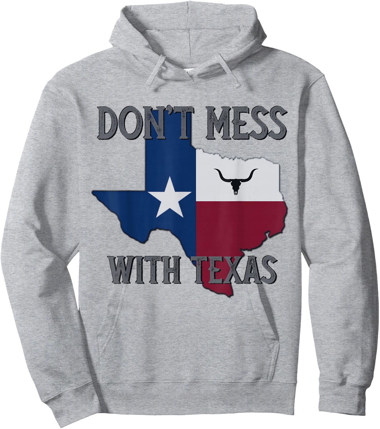 Texas Don't Mess with Vintage Texas Longhorn Lone Star State Hoodie - Hoodie | Ash