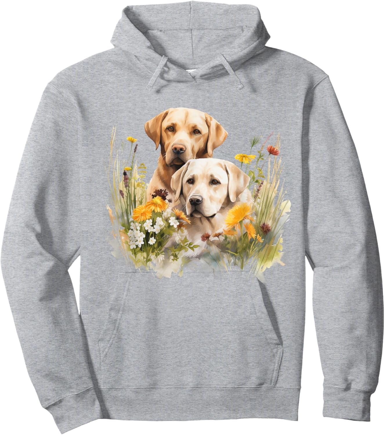 Floral Wildflower Dog Labrador Retriever Men Women Kids Hoodie - Hoodie | Ash