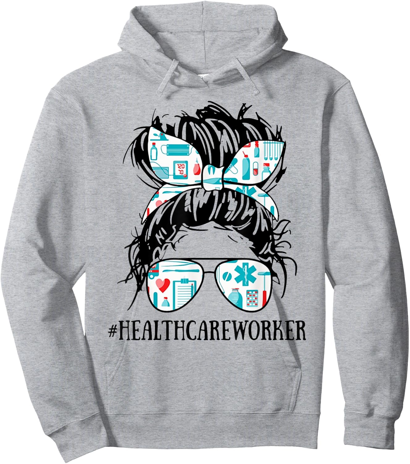 Messy Hair Woman Bun Healthcare Worker - Nurse Life Hoodie - Hoodie | Ash