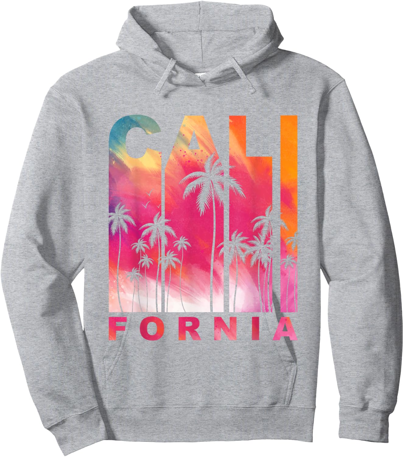 Summer Vacation Palm Trees CA Vintage Tropical California Hoodie - Hoodie | Ash