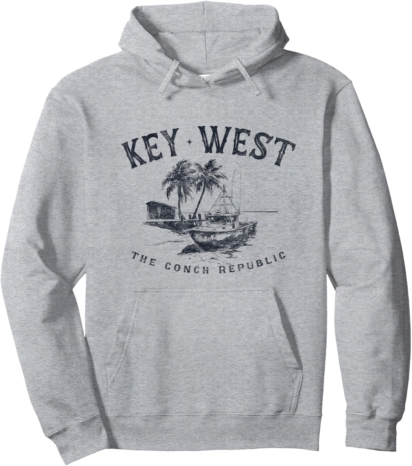 Key West Fishing Boat Conch Republic Tackle Gift Hoodie - Hoodie | Ash