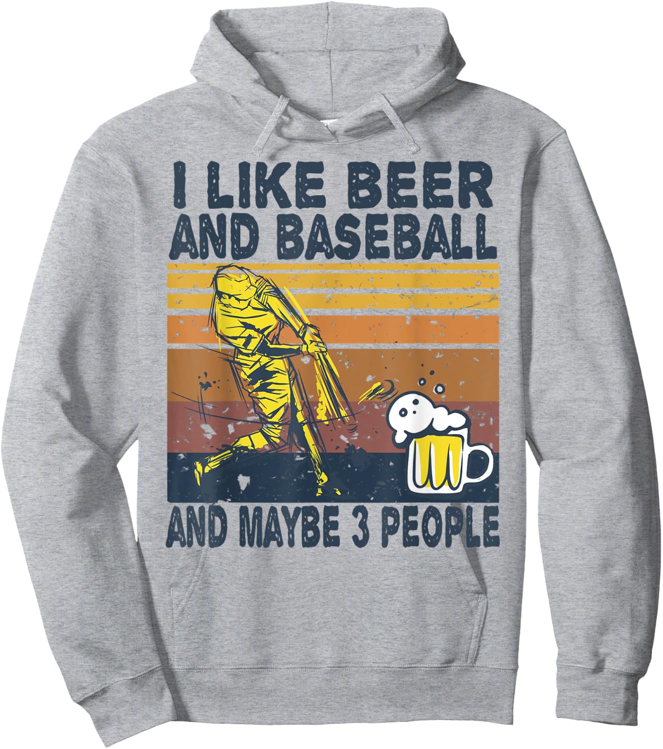 I Like Beer and Baseball and Maybe 3 People Baseball Beer Hoodie - Hoodie | Ash
