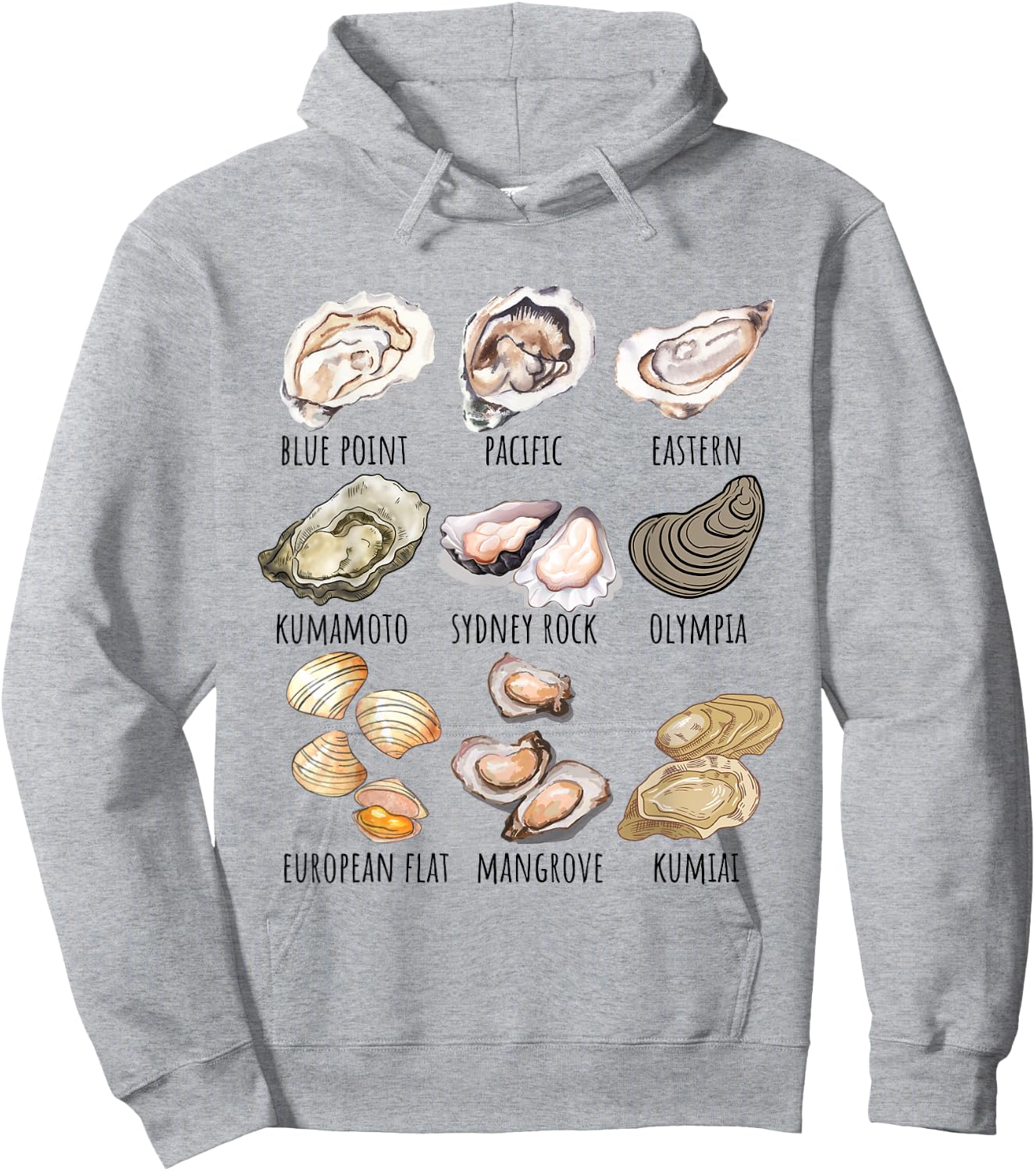 Different Type of Oysters Breed Collection,Cute Oyster Lover Hoodie - Hoodie | Ash