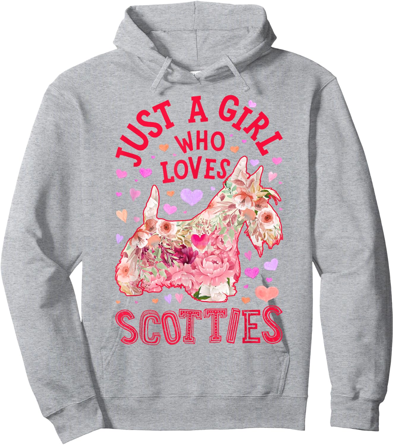 Scottie Scottish Terrier Just A Girl Who Loves Dog Flower Hoodie - Hoodie | Ash