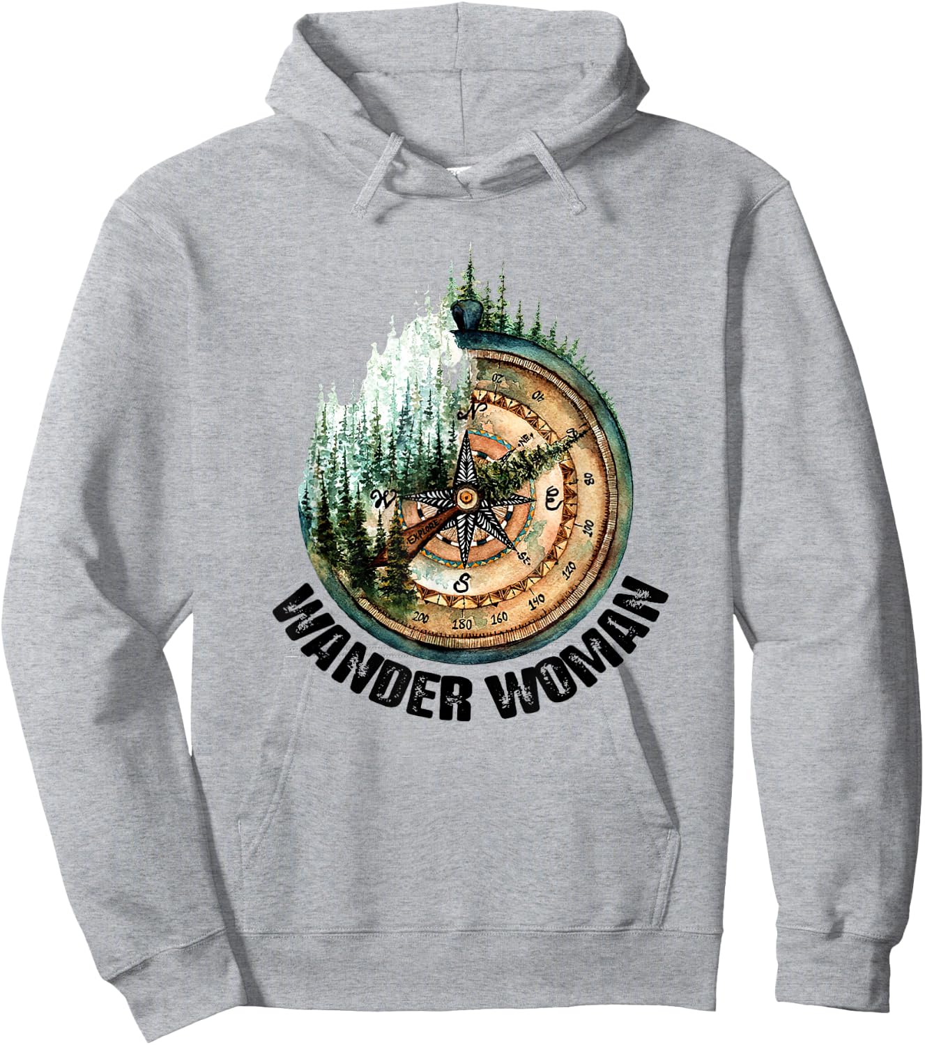 Wander Woman Exploring Go Outside Camping Hiking Lover Hoodie - Hoodie | Ash