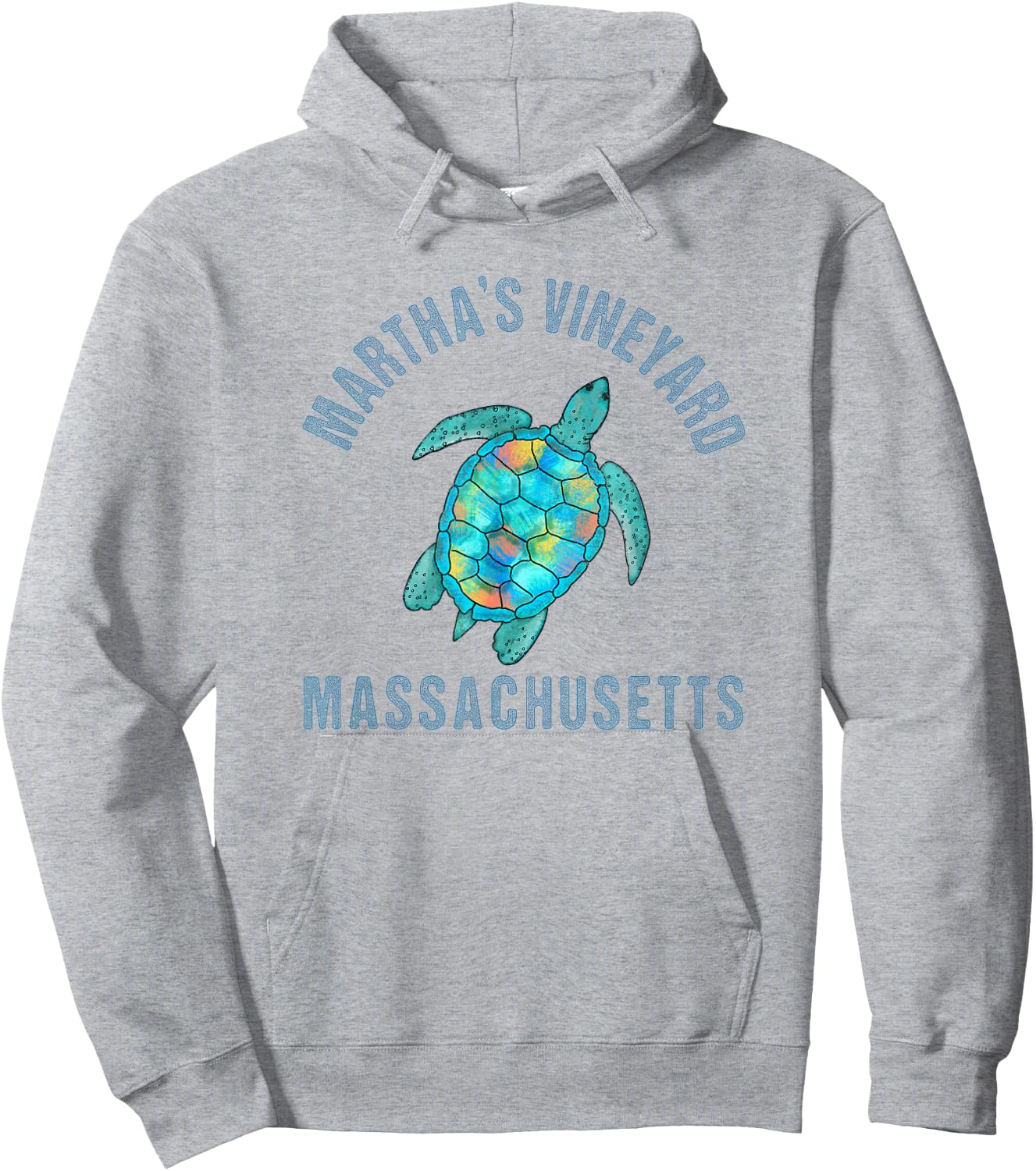 Martha's Vineyard Beach Design/Sea Turtle Illustration Hoodie - Hoodie | Ash