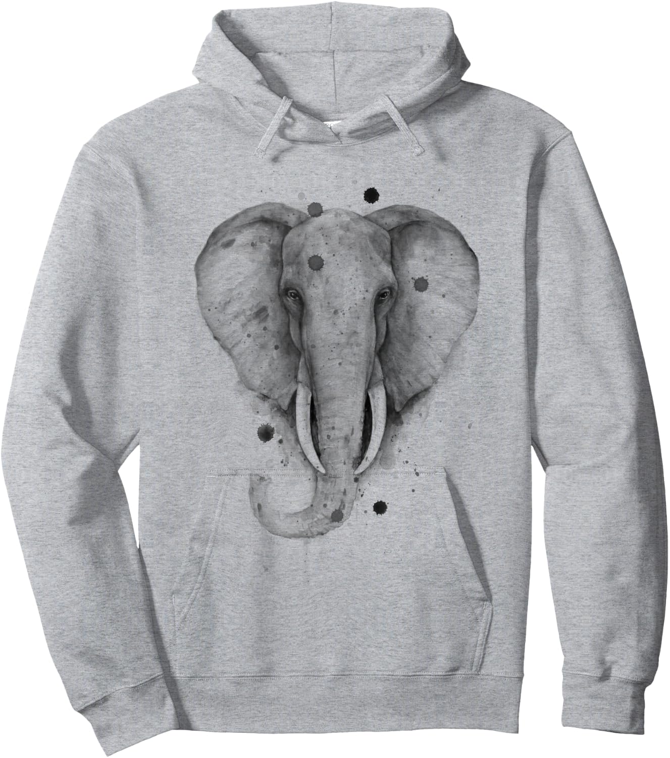Black and White Watercolor Elephant Wildlife Beauty Animal Hoodie - Hoodie | Ash