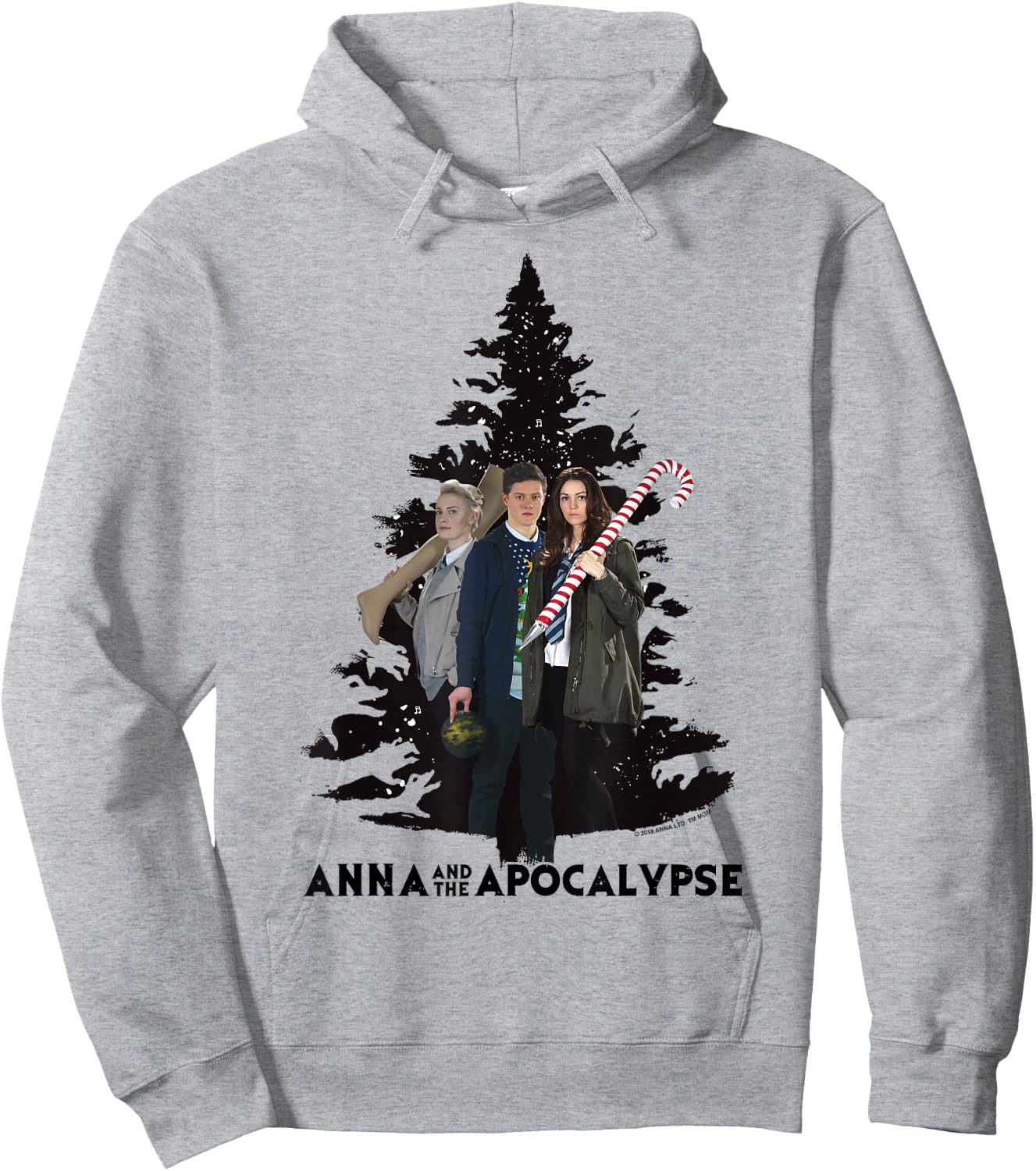 Anna and the Apocalypse Group Shot Zombie Christmas Tree Hoodie - Hoodie | Ash