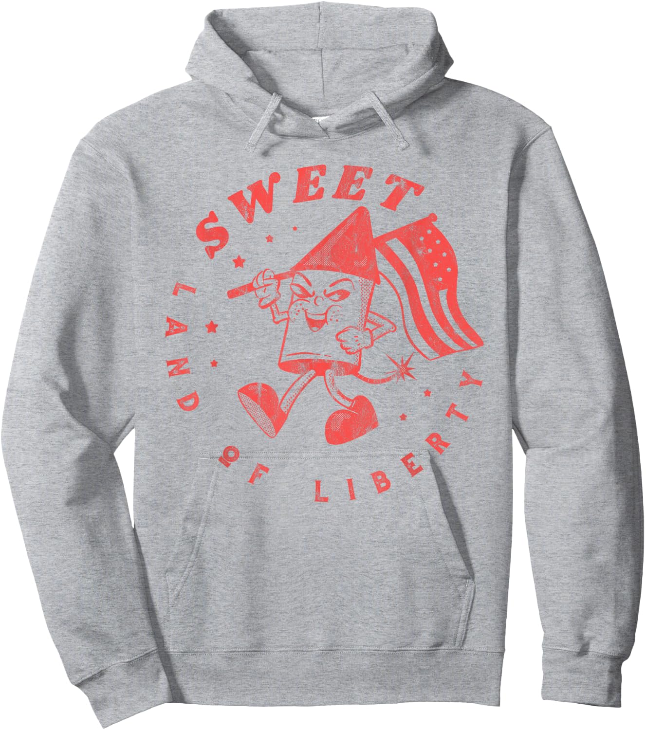 Fourth of July Sweet Land of Liberty Vintage Fireworks USA Hoodie - Hoodie | Ash