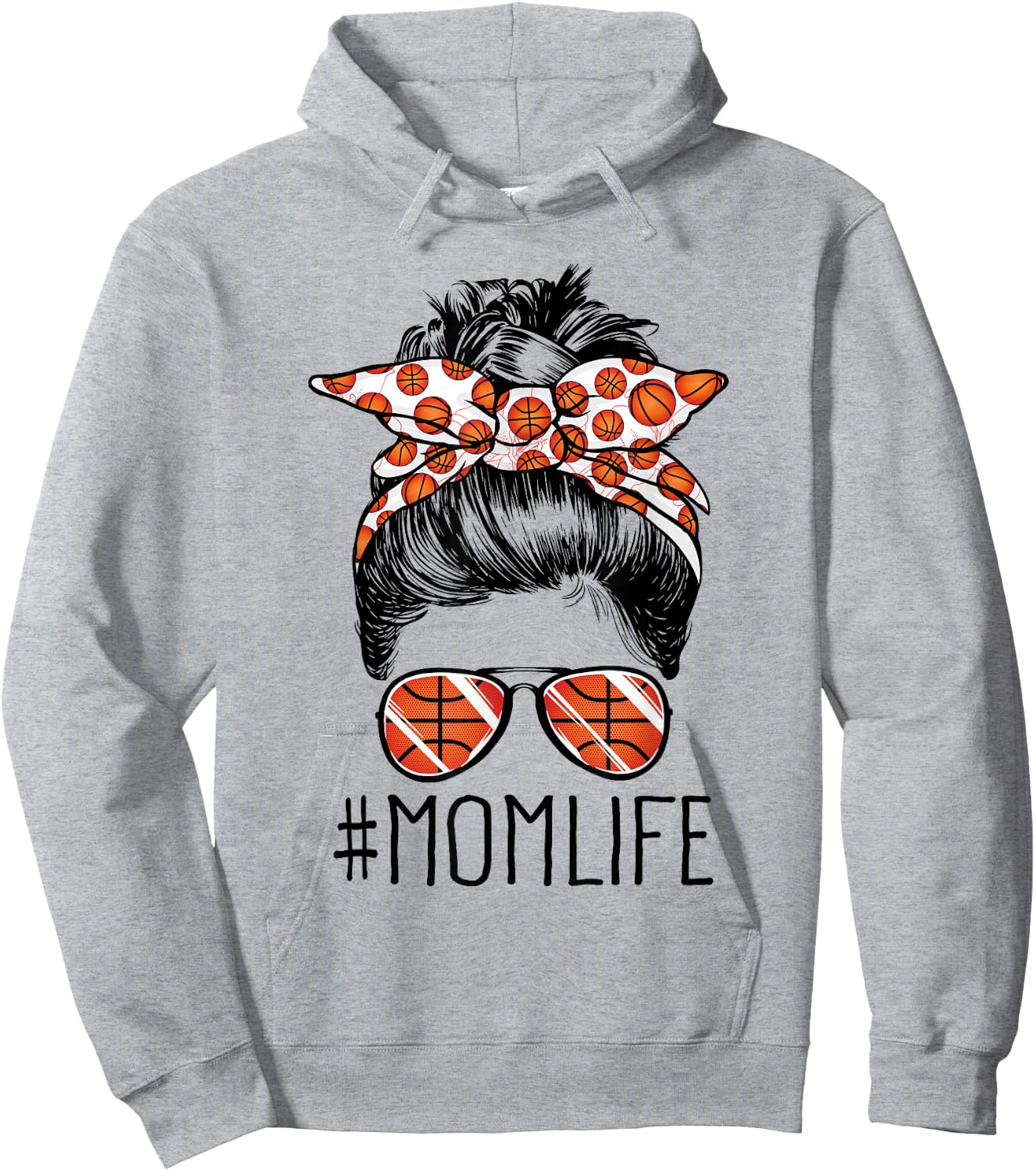 Mom Life Basketball Mom Mothers Day 2021 Messy Bun Funny Hoodie - Hoodie | Ash
