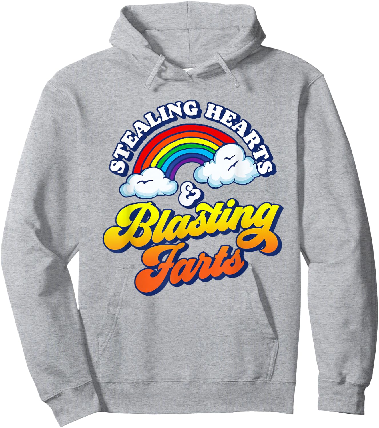 Stealing Hearts & Blasting Farts Funny Rainbow Valentines Hoodie - Hoodie | Ash