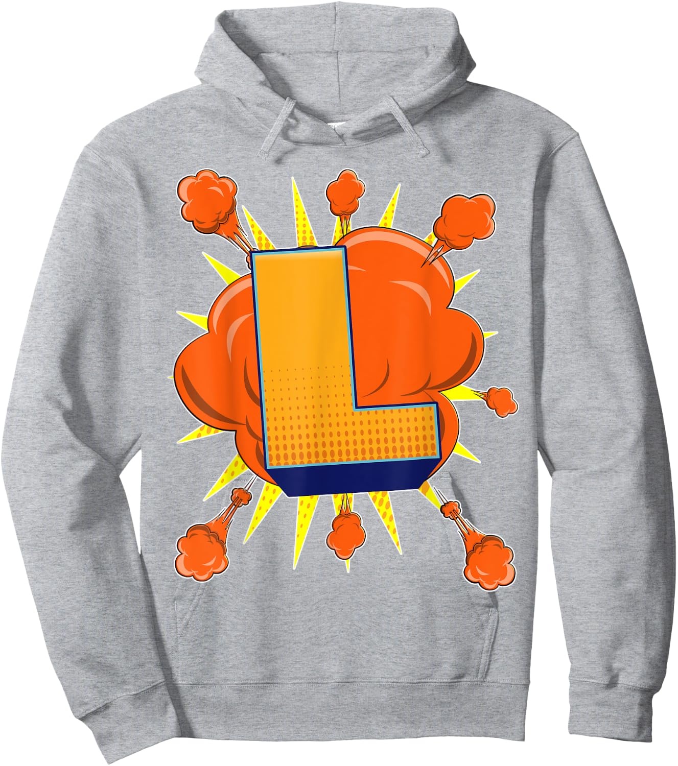 Letter L Initial Comic Book Vintage Matching Family Fun Gift Hoodie - Hoodie | Ash