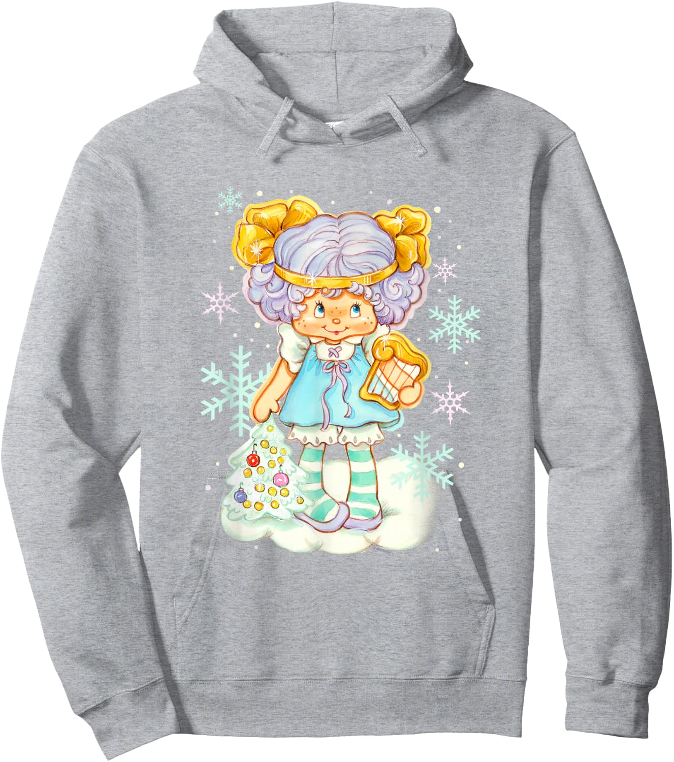 Strawberry Shortcake Christmas Cute Angel Cake Snow Portrait Hoodie - Hoodie | Ash