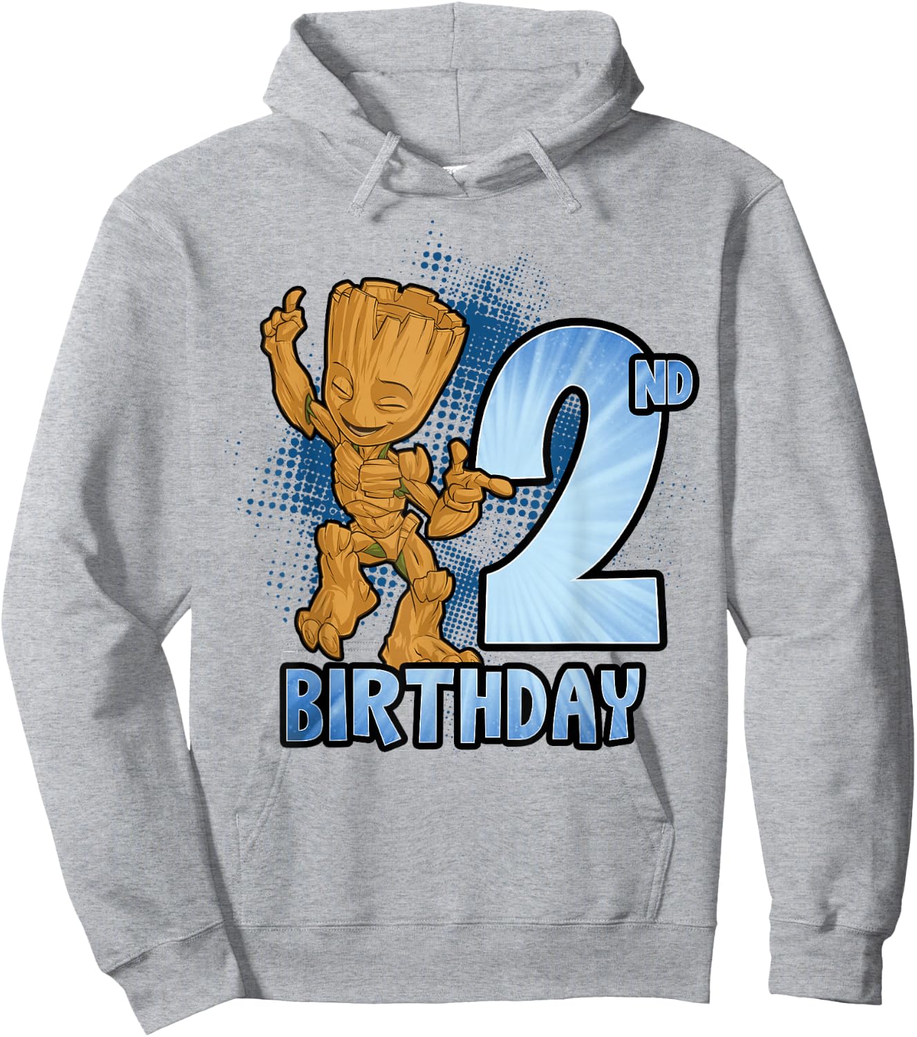 Marvel Guardians Of The Galaxy Baby Groot 2nd Birthday Hoodie - Hoodie | Ash