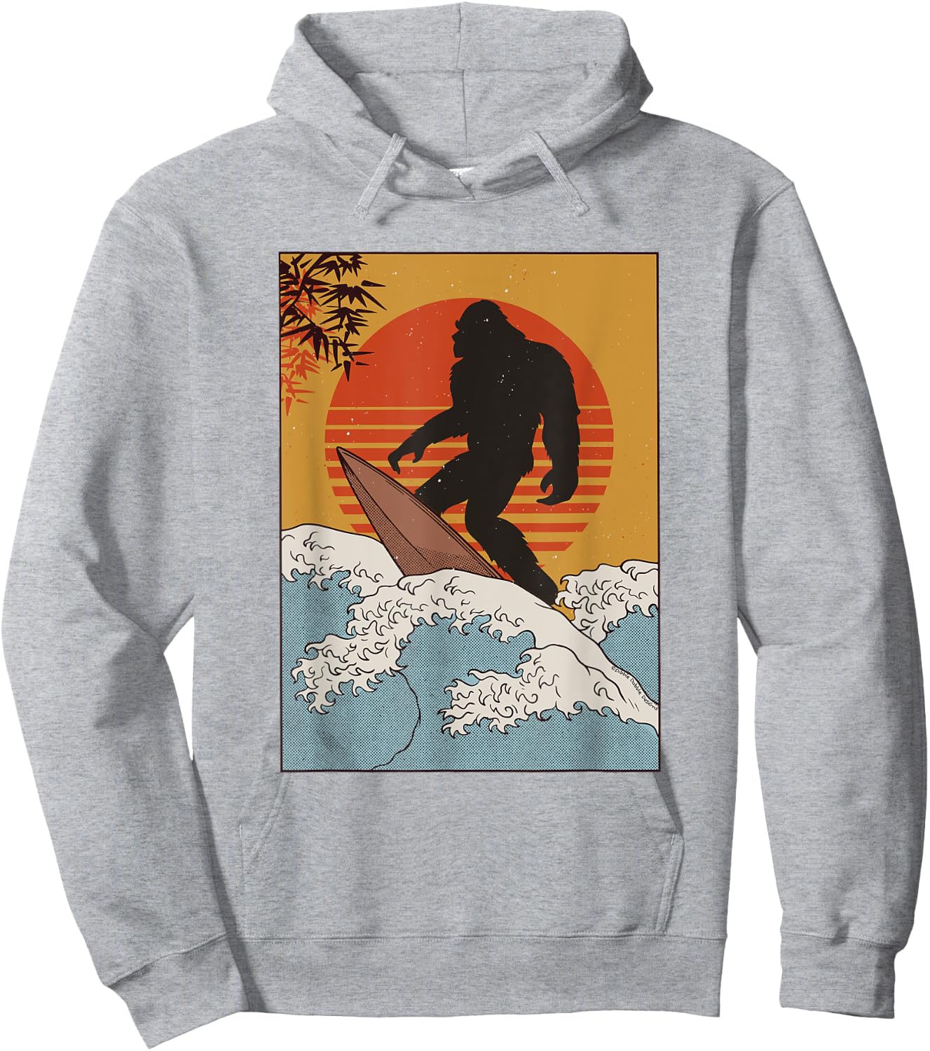 Japanese Vintage Kanagawa Art Great Wave - Surfing Bigfoot Hoodie - Hoodie | Ash