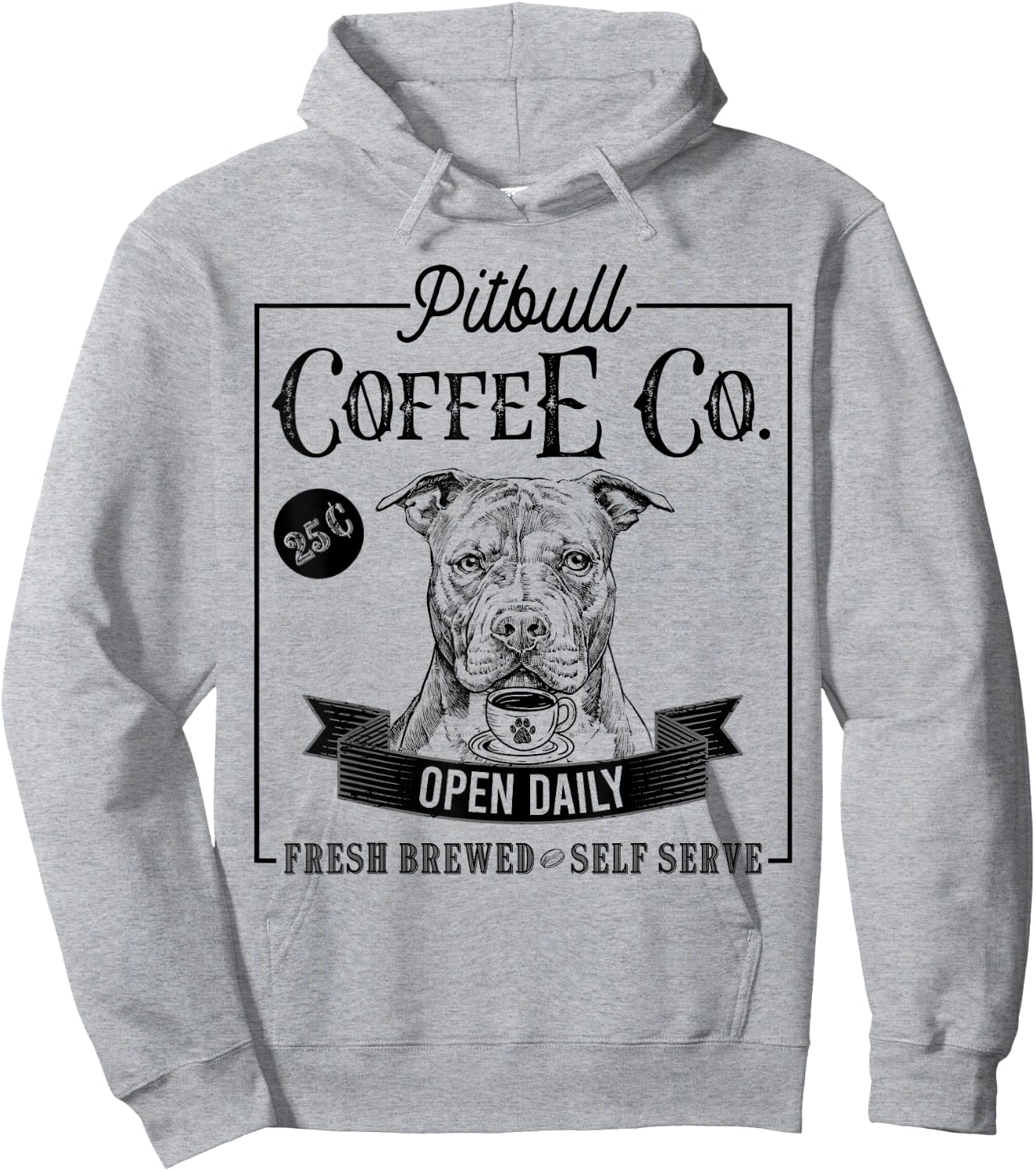 Retro Pit Bull Coffee Funny Dog Pittie Mom Coffee Lover Men Women Girls Kids Hoodie - Hoodie | Ash