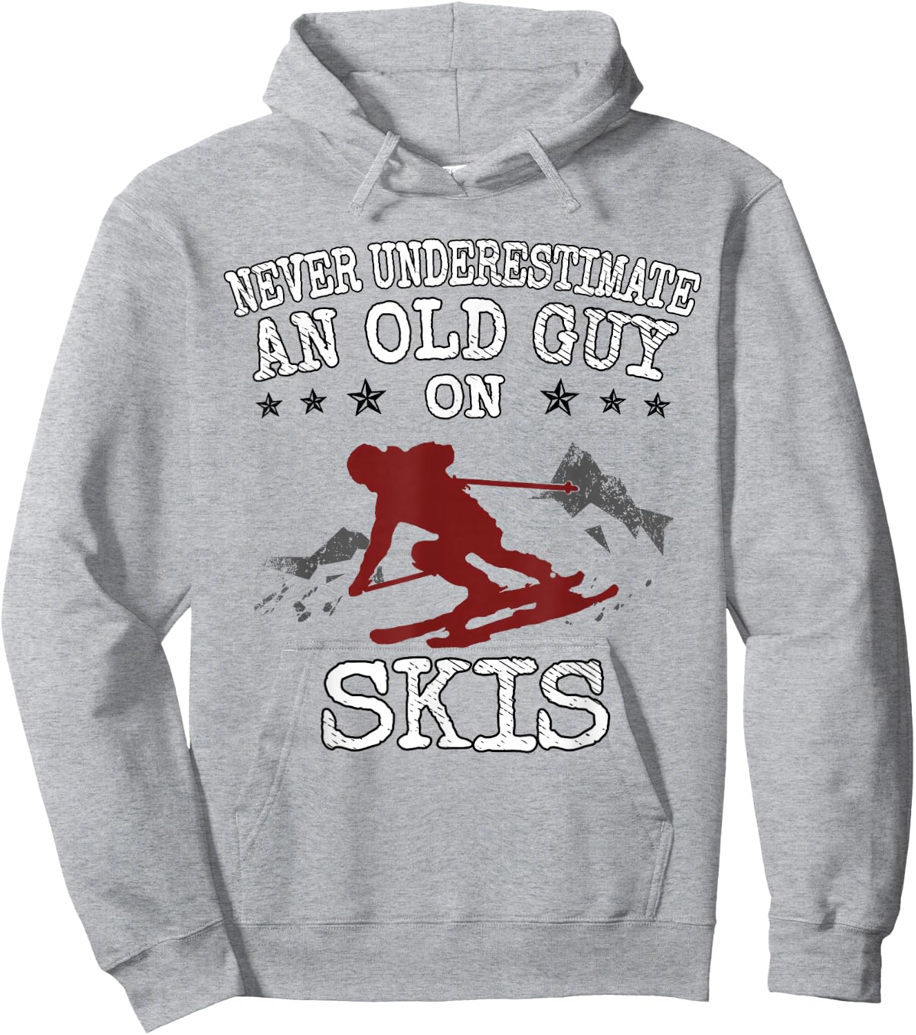 Never Underestimate an Old Guy on Skis Funny Skiing Hoodie - Hoodie | Ash