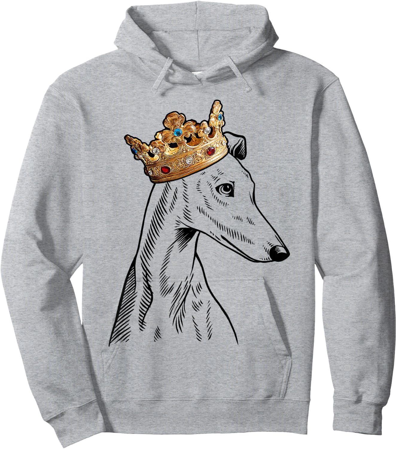 Greyhound Dog Wearing Crown Hoodie - Hoodie | Ash