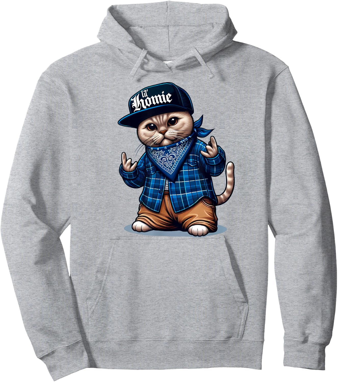 LIL HOMIE Cute Cholo Cat Chicano Art West Coast Hip Hop Hoodie - Hoodie | Ash
