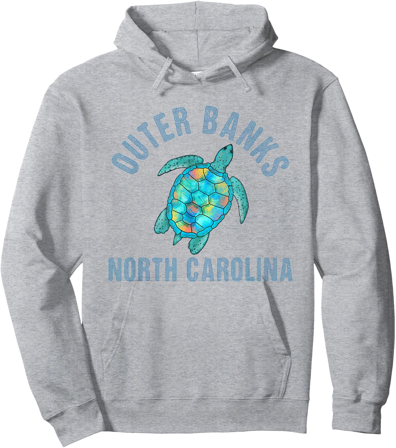 Outer Banks, NC Beach Design/Sea Turtle Illustration Gift Hoodie - Hoodie | Ash