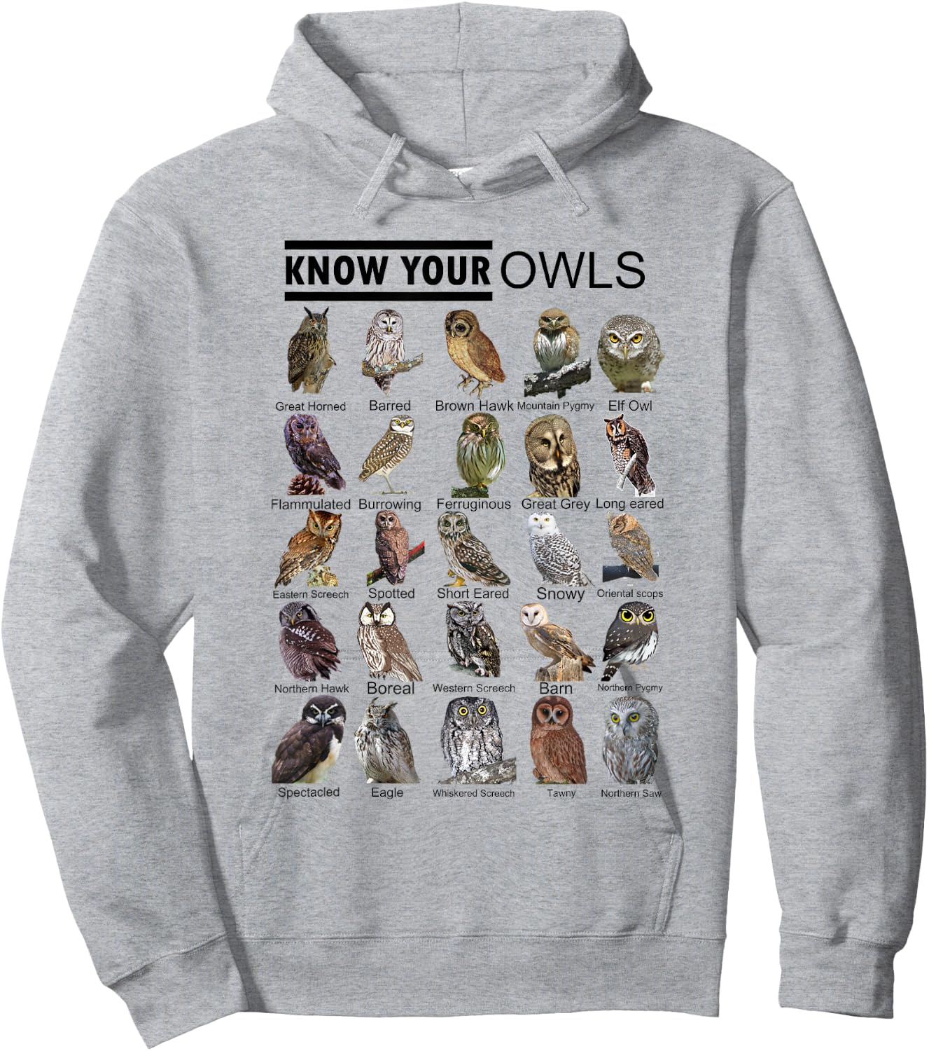 Know Your Owls All Type of Owl Spirit Animal For Owl Lovers Hoodie - Hoodie | Ash