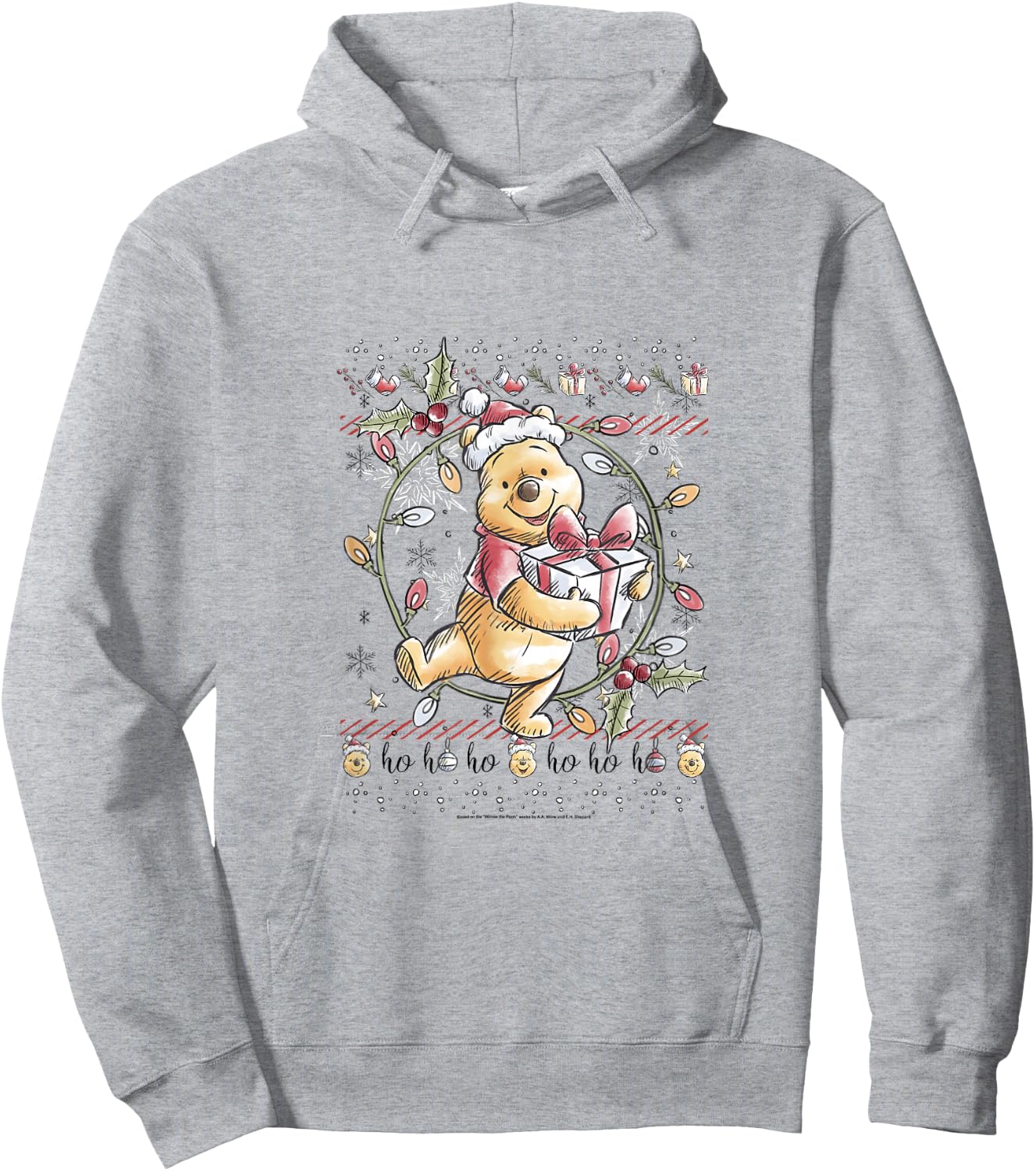 Disney Christmas Winnie The Pooh Ugly Sweater Hoodie - Hoodie | Ash