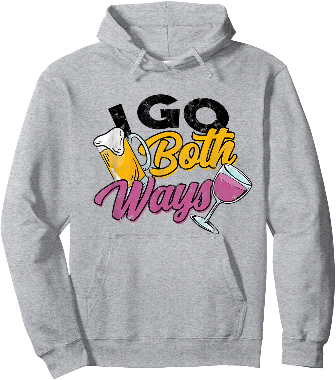 I go Both Ways - Beer & Wine Drinking - Alcohol Drinker Hoodie - Hoodie | Ash