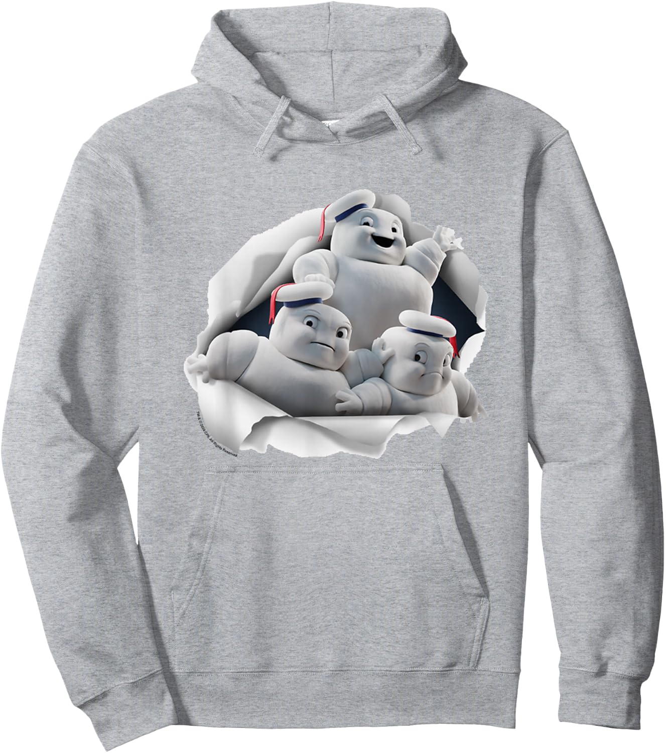 Ghostbusters Mini Pufts Breaking Through Chest Big Poster Hoodie - Hoodie | Ash