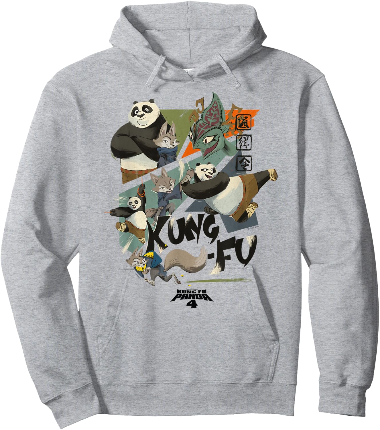 Kung Fu Panda 4 Po & Zhen VS Chameleon Action Panels Hoodie - Hoodie | Ash