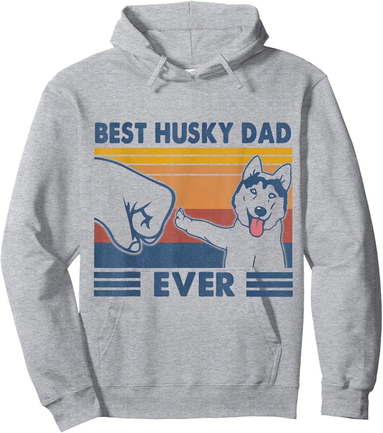 Vintage Best Husky Dad Ever Fist Bump Funny Husky Lover Gift Hoodie - Hoodie | Ash