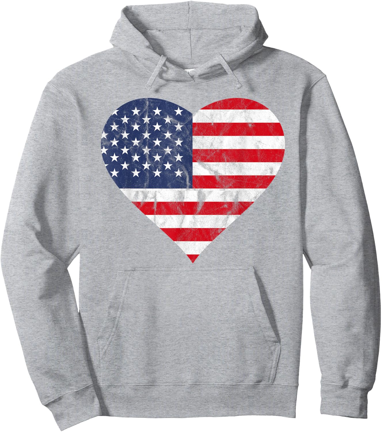Fourth Of July American Flag Vintage Heart Cute Independence Women Kids Men Hoodie - Hoodie | Ash