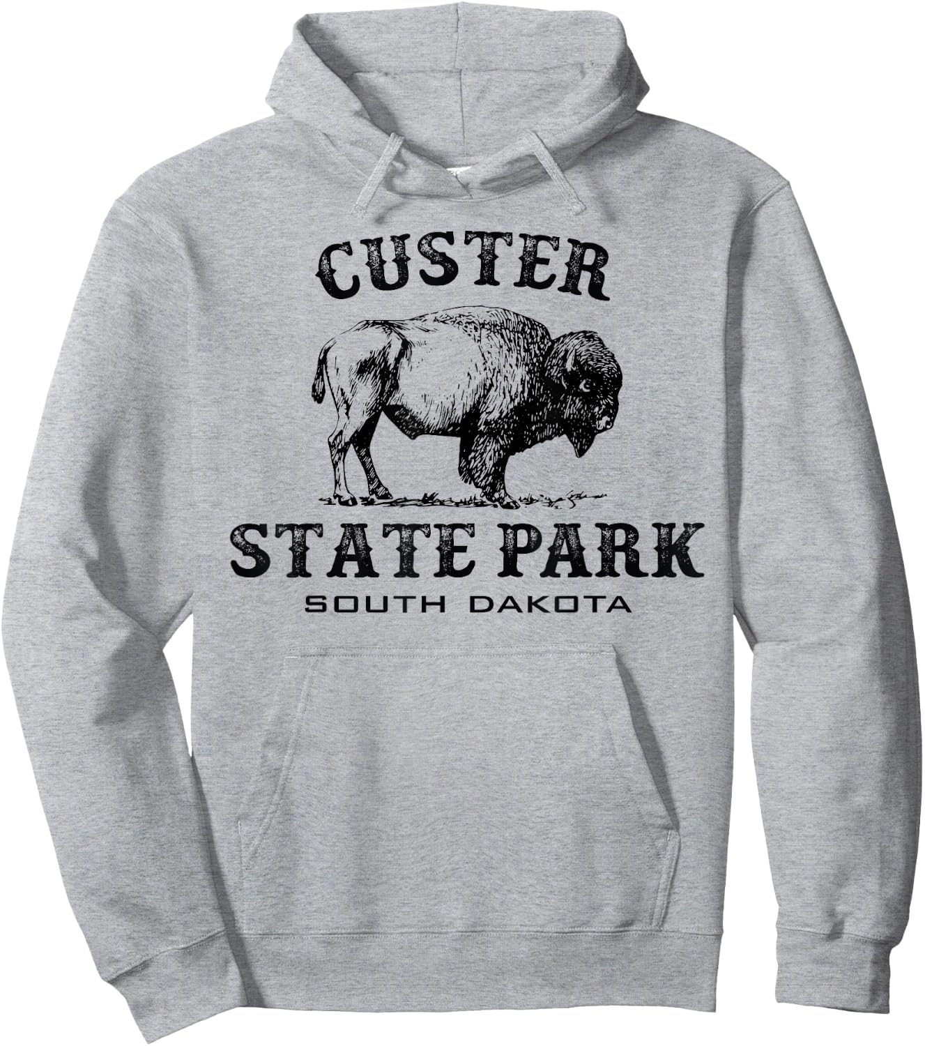 Custer State Park South Dakota American Bison Souvenir Hoodie - Hoodie | Ash