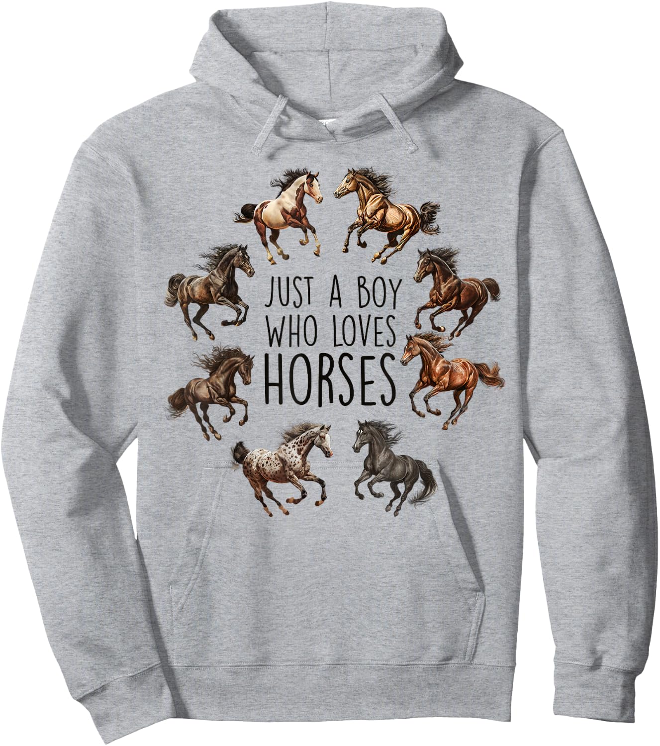 Just A Boy Who Loves Horses, Horse Breeds, Horseback Riding Hoodie - Hoodie | Ash